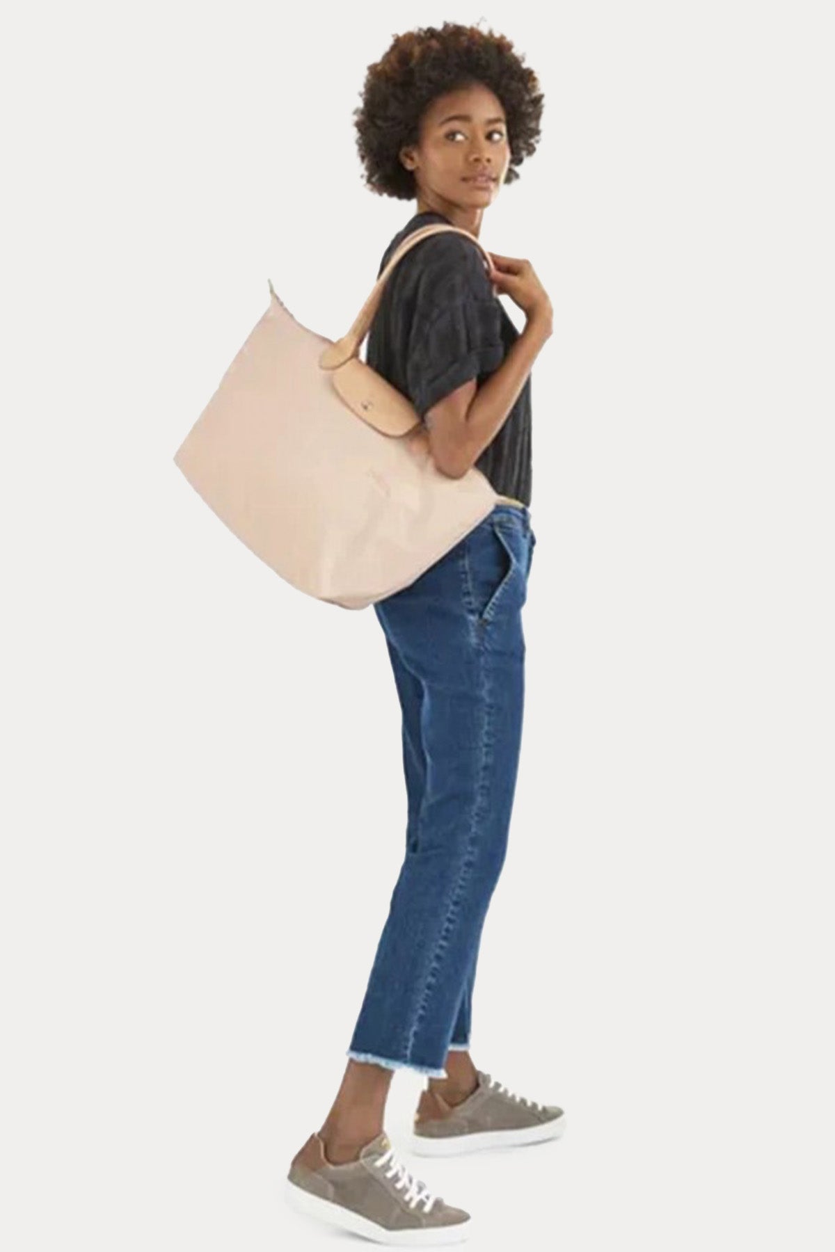 Longchamp Deri Detaylı Logolu Omuz Çantası