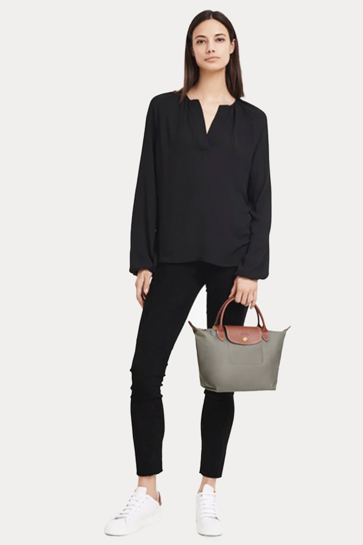 Longchamp Deri Detaylı Logolu El Çantası