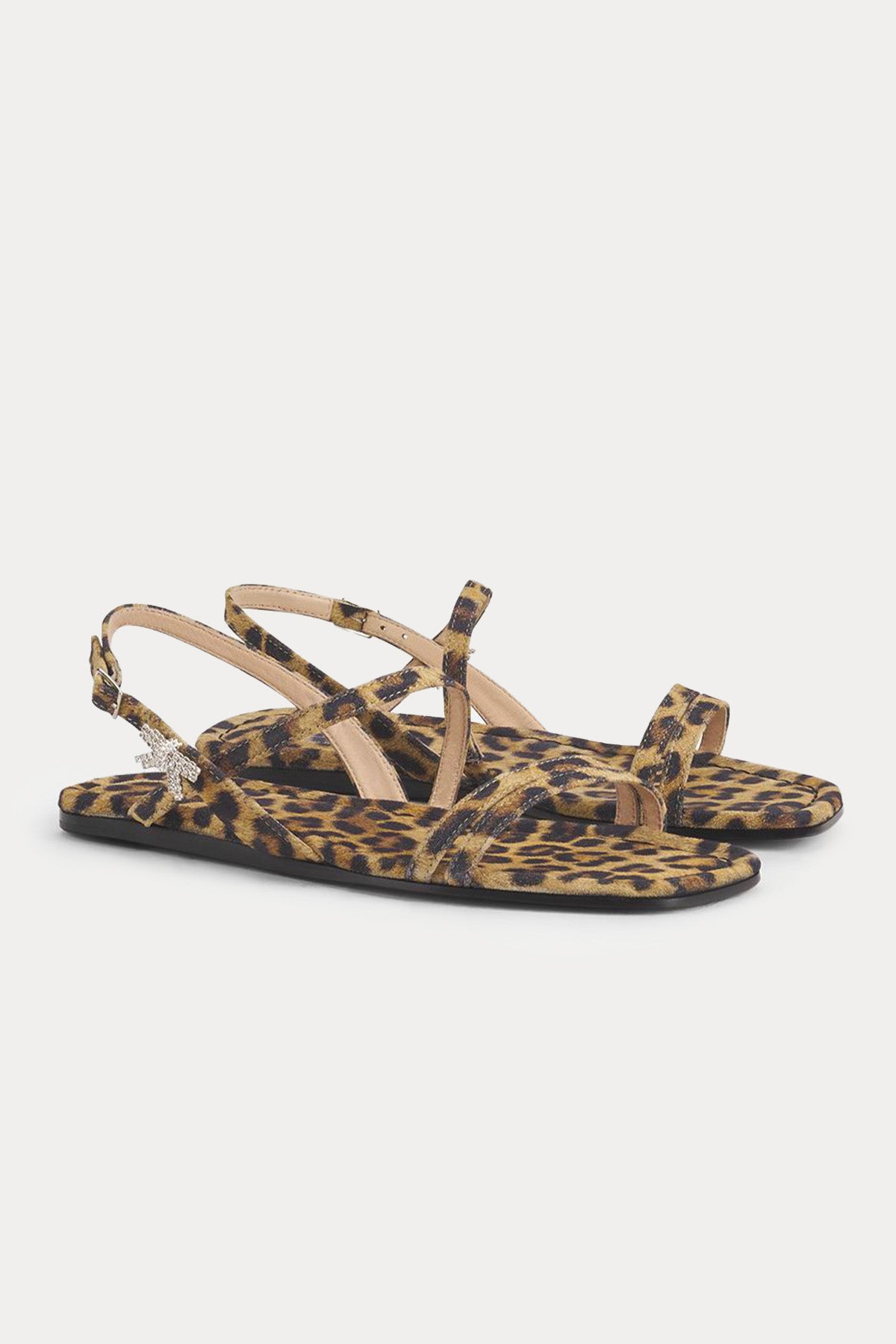 Agl Elsy Ribbon Küt Burun Leopar Desenli Süet Sandalet-Sandalet-Libas