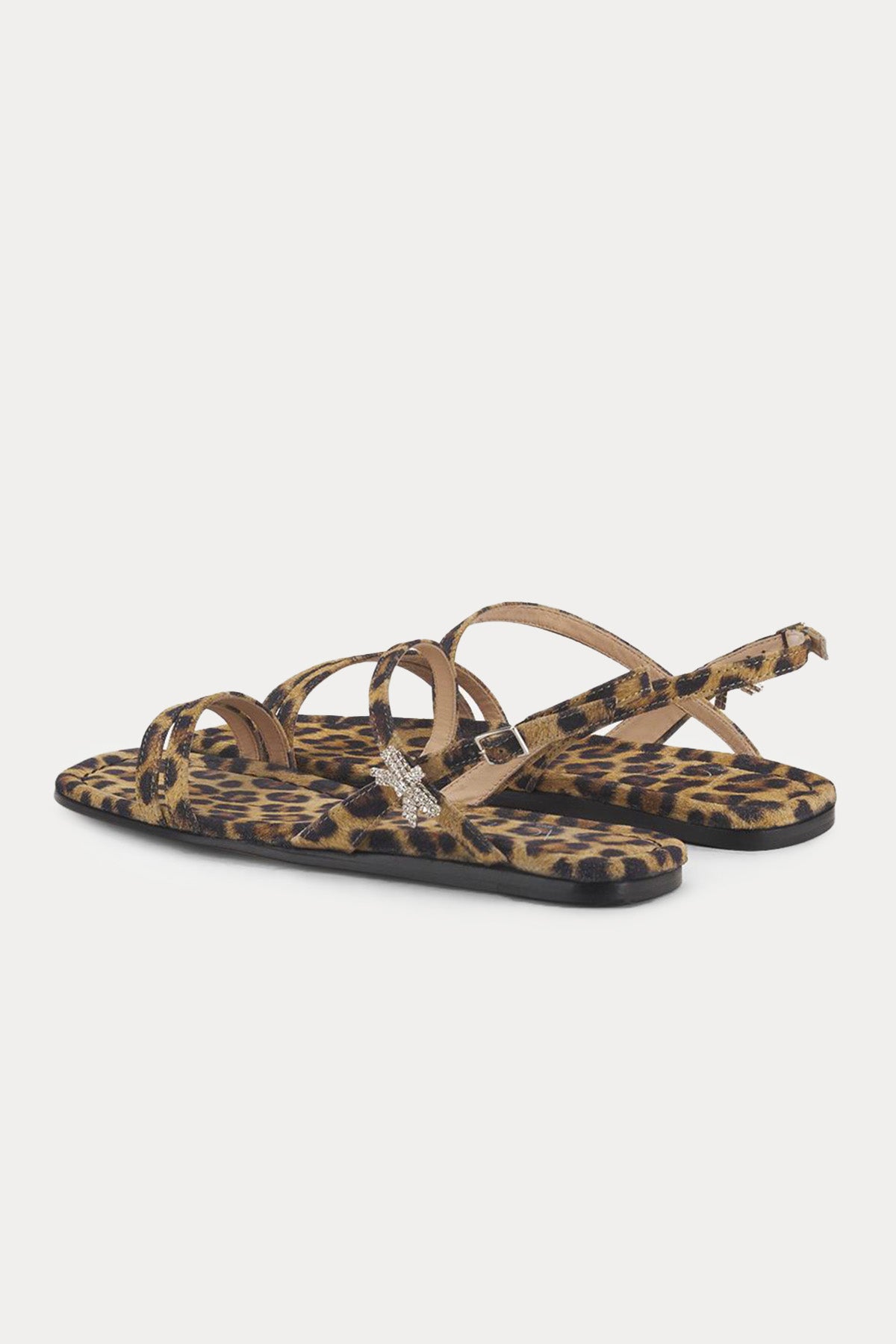 Agl Elsy Ribbon Küt Burun Leopar Desenli Süet Sandalet-Sandalet-Libas