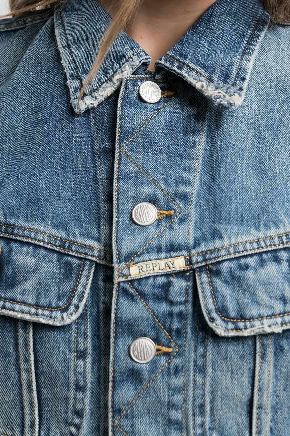 Replay Crop Denim Yelek-Yelek-Libas