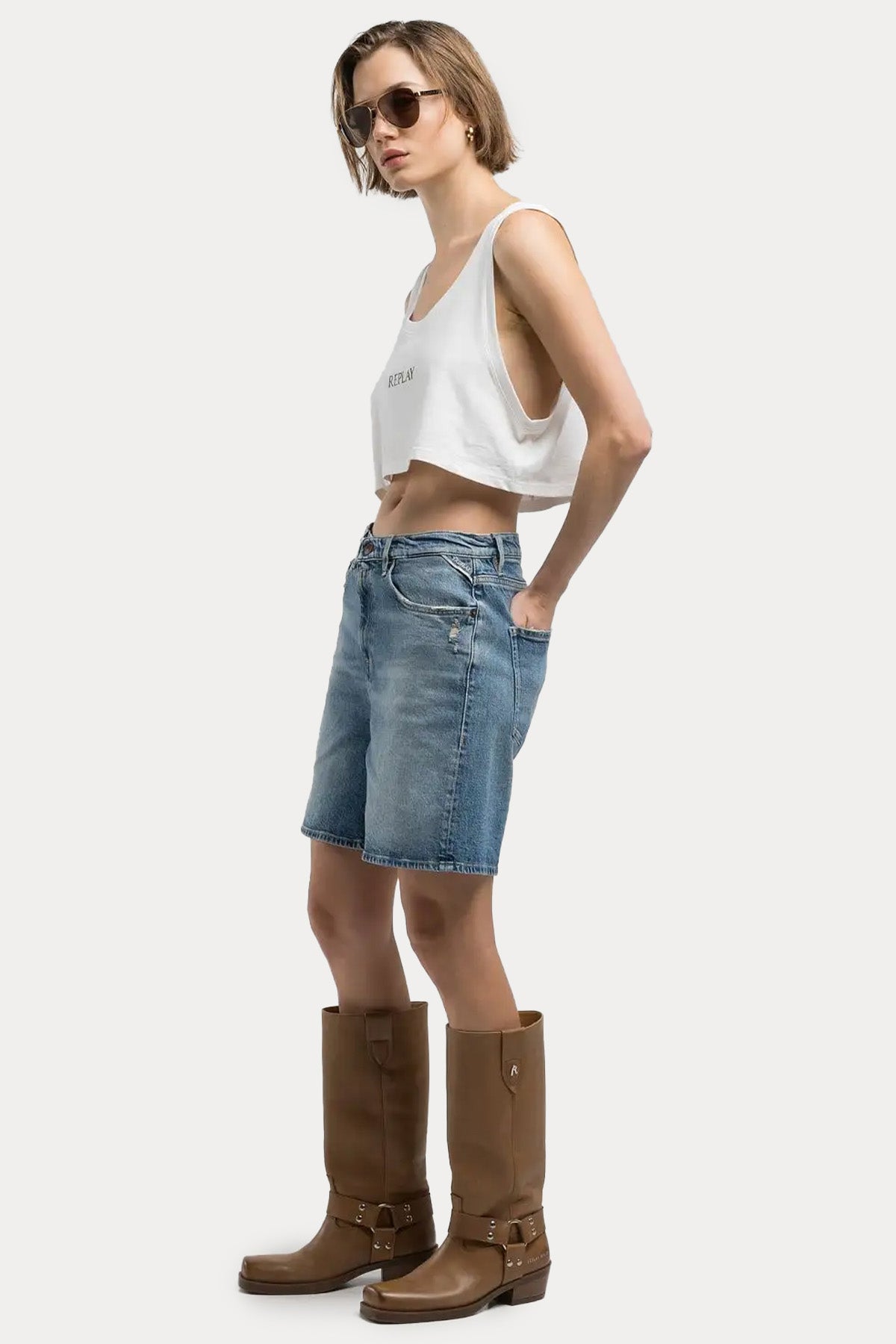 Replay Narja Relaxed Straight Fit Denim Şort