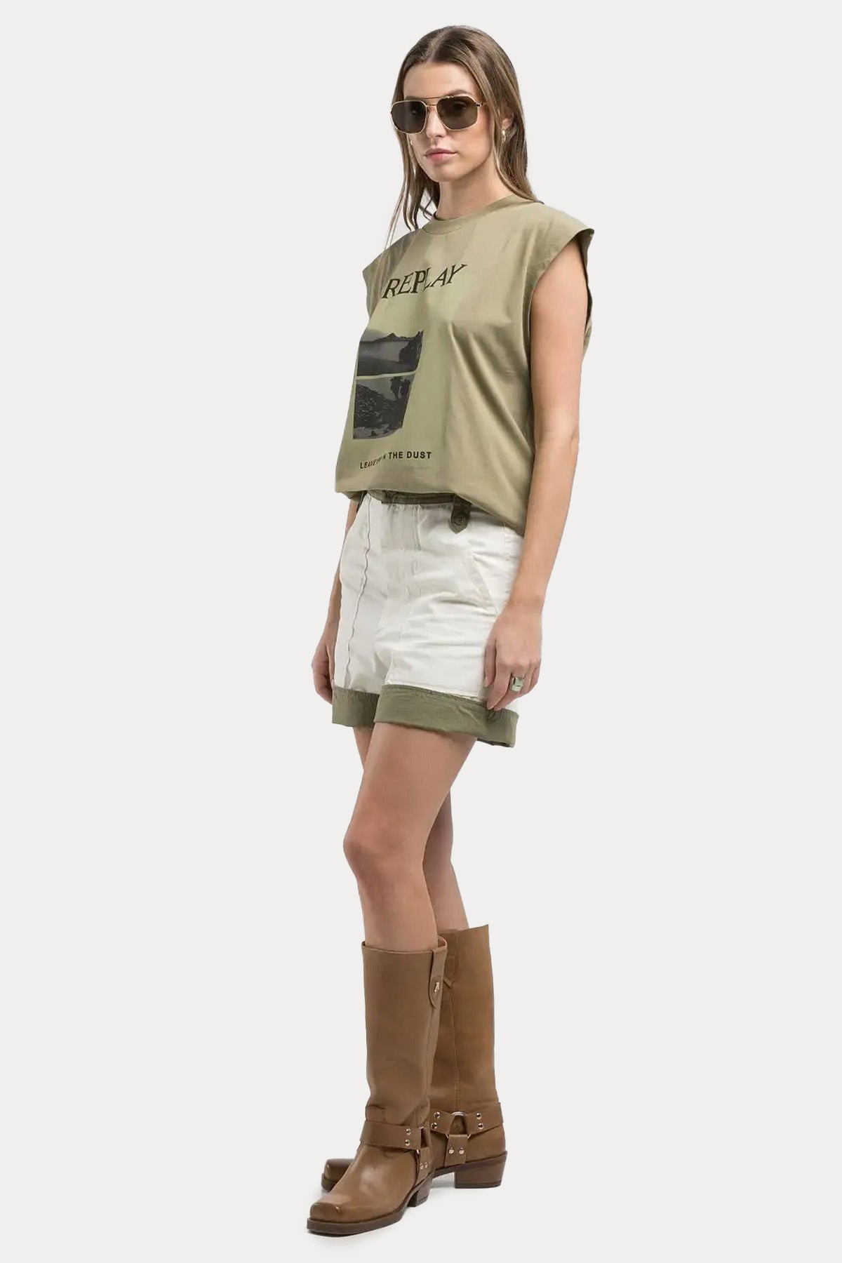 Replay Comfort Fit Yüksek Bel Yandan Cepli Şort