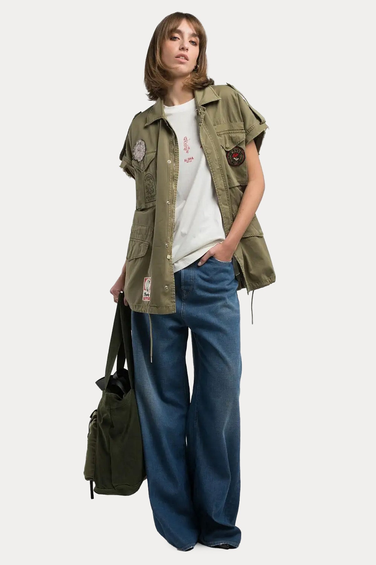 Replay Geniş Kesim Yama Logo Desenli Gömlek Ceket