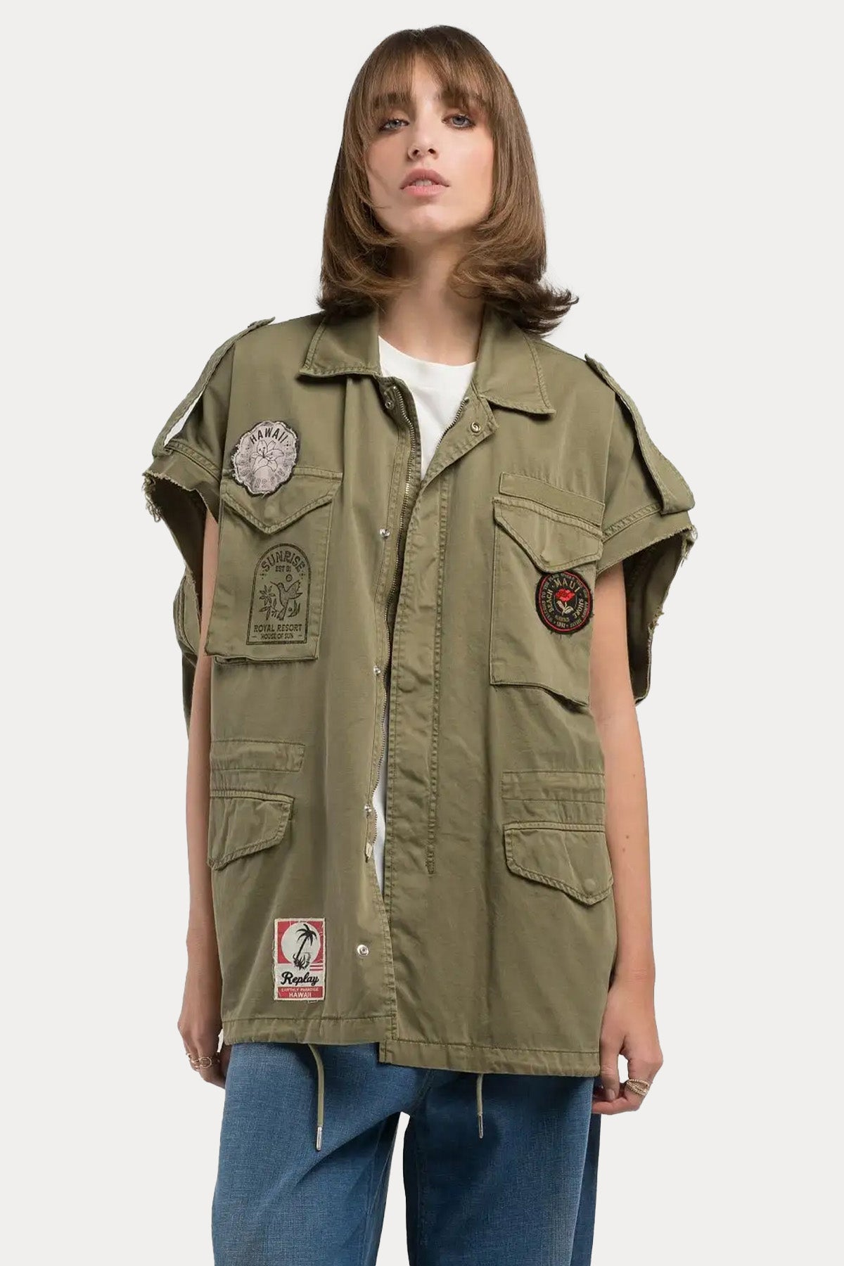 Replay Geniş Kesim Yama Logo Desenli Gömlek Ceket