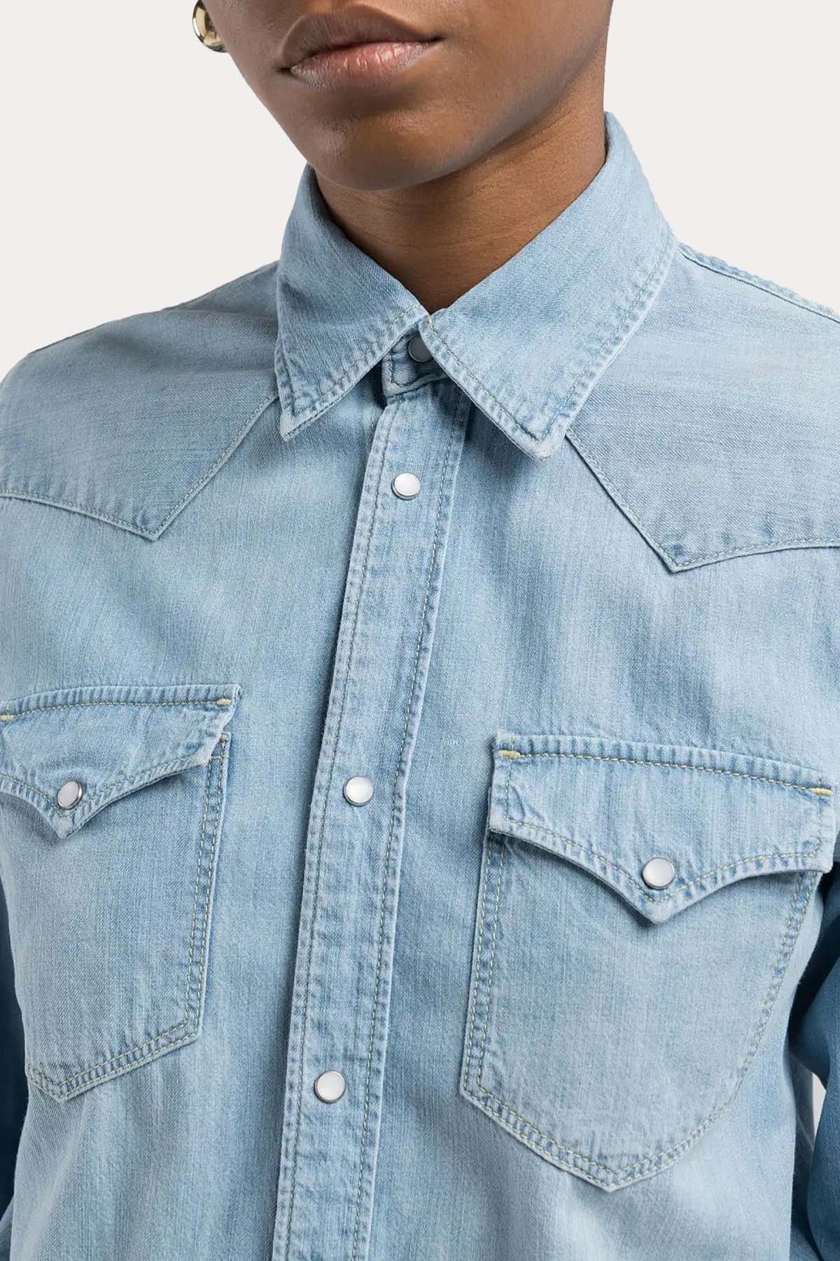 Replay Relaxed Fit Denim Mini Gömlek Elbise-Elbise-Libas