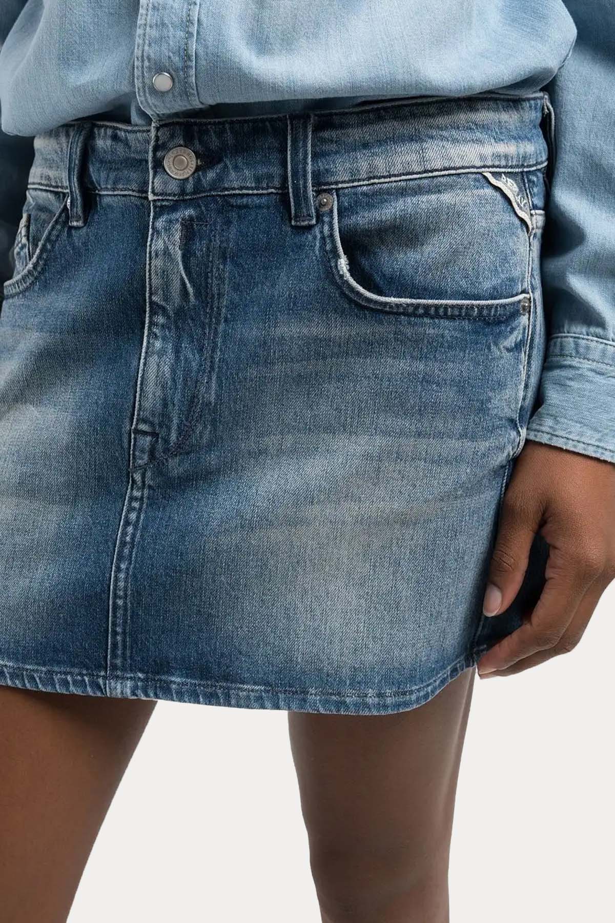 Replay Relaxed Fit Denim Mini Gömlek Elbise-Elbise-Libas
