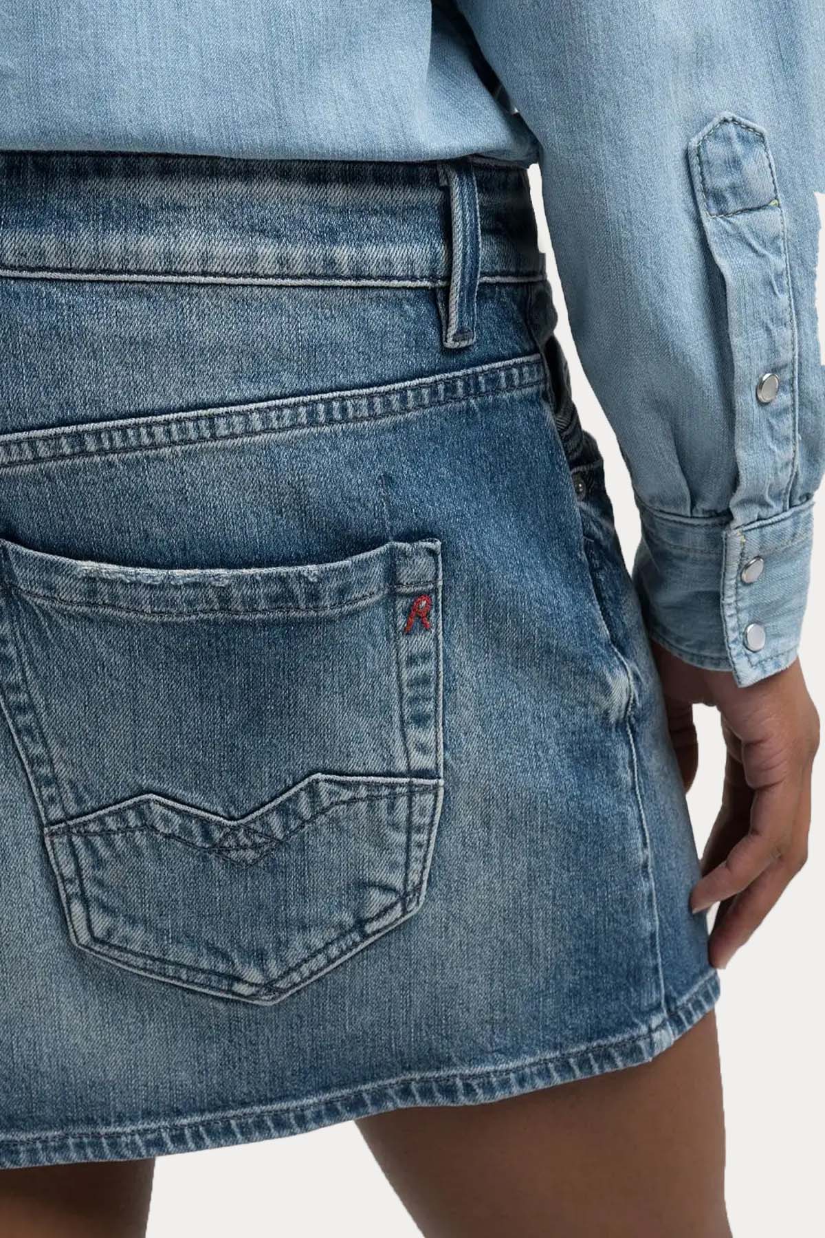 Replay Relaxed Fit Denim Mini Gömlek Elbise-Elbise-Libas