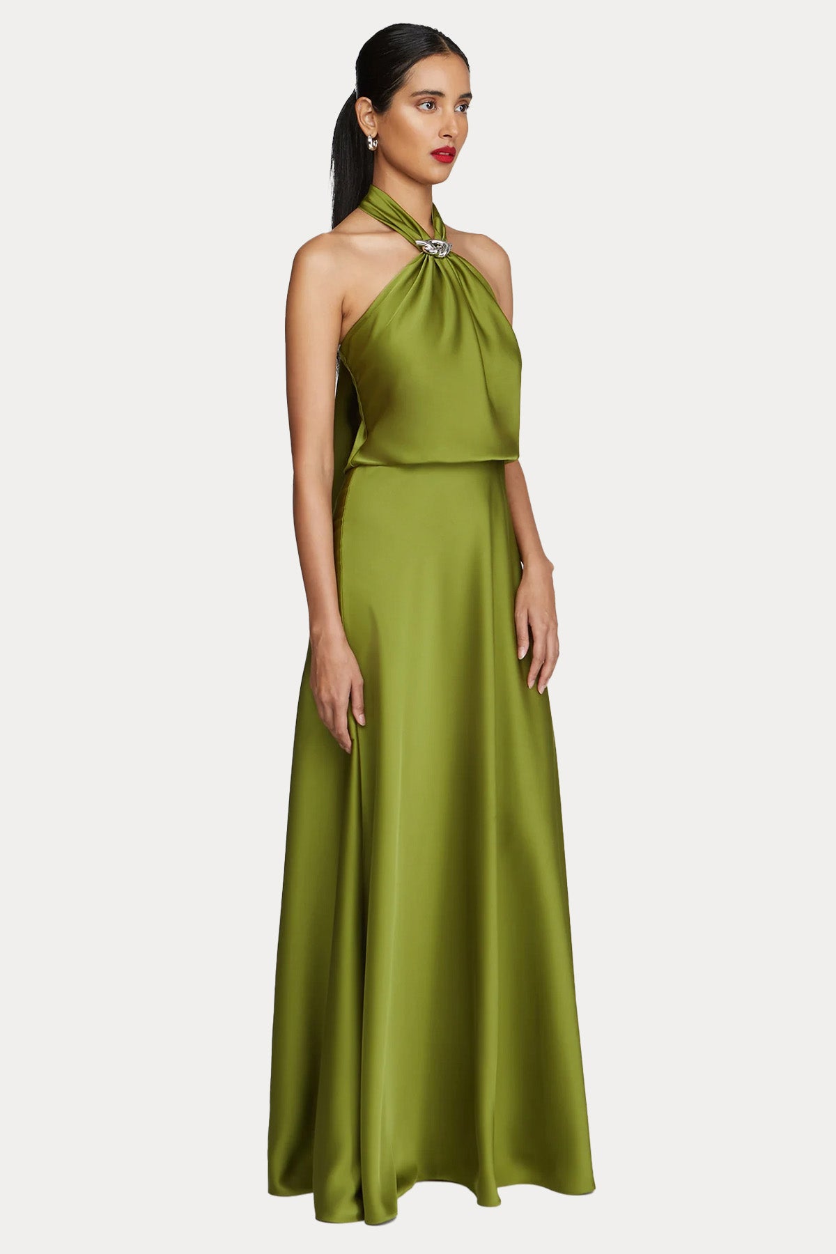 Halston Boyundan Bağlamalı Maxi Abiye Elbise-Abiye-Libas
