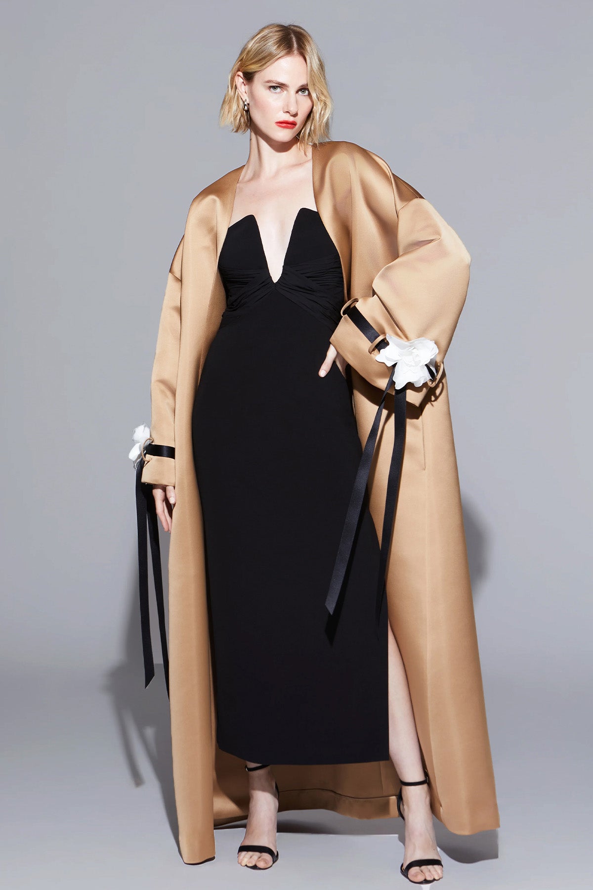 Halston Straplez Yaka Mini Abiye Elbise