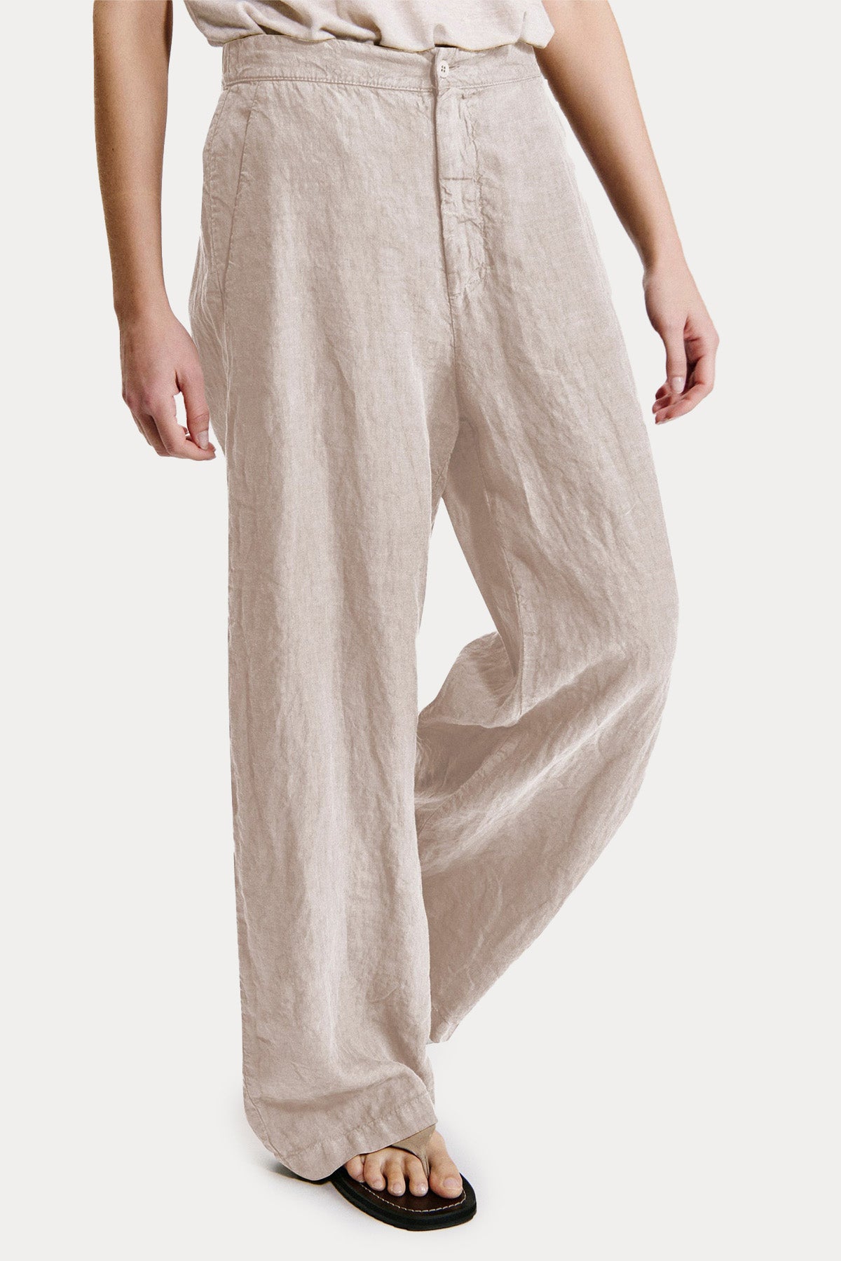 Transit Relaxed Fit Yandan Cepli Keten Pantolon