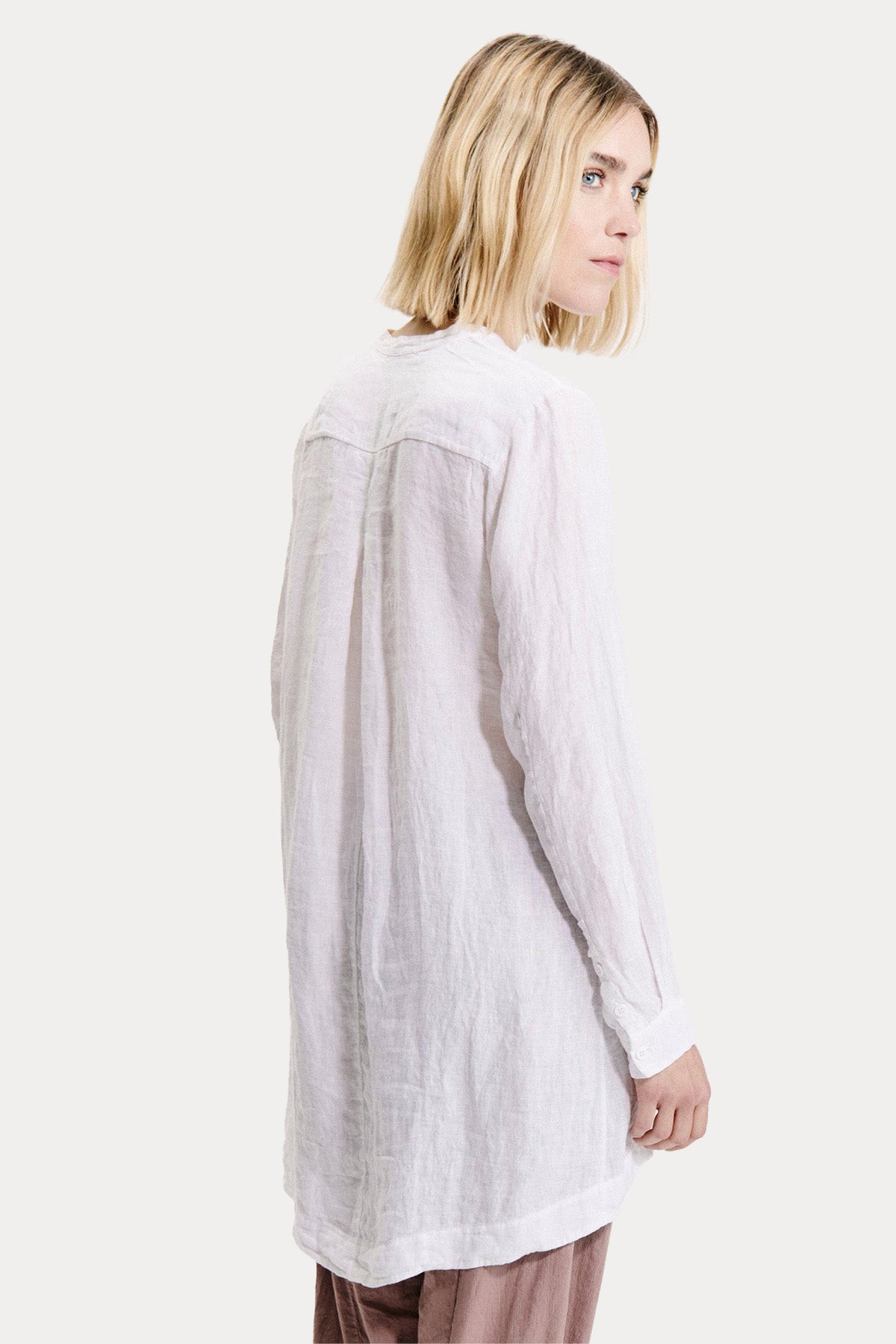 Transit Relaxed Fit Uzun Kesim Keten Gömlek