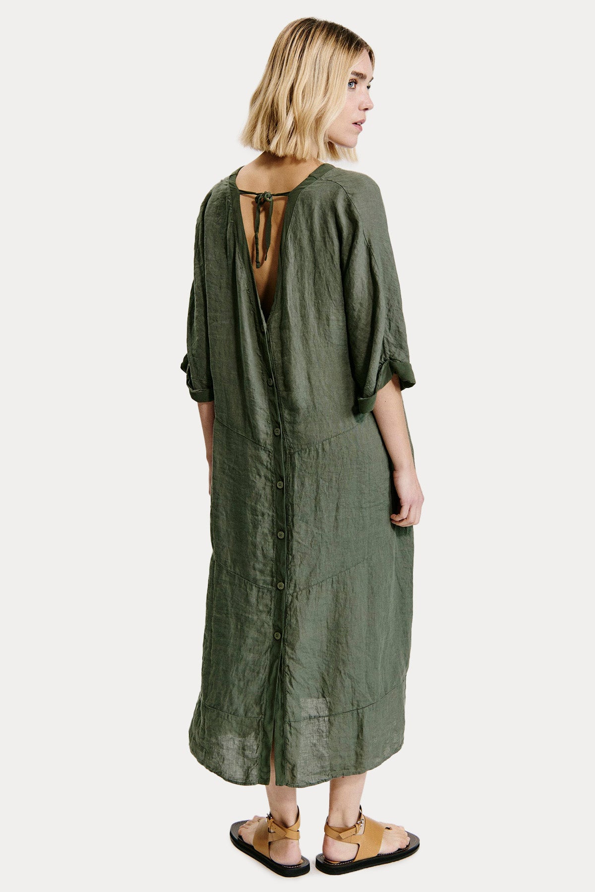 Transit Relaxed Fit Midi Keten Elbise