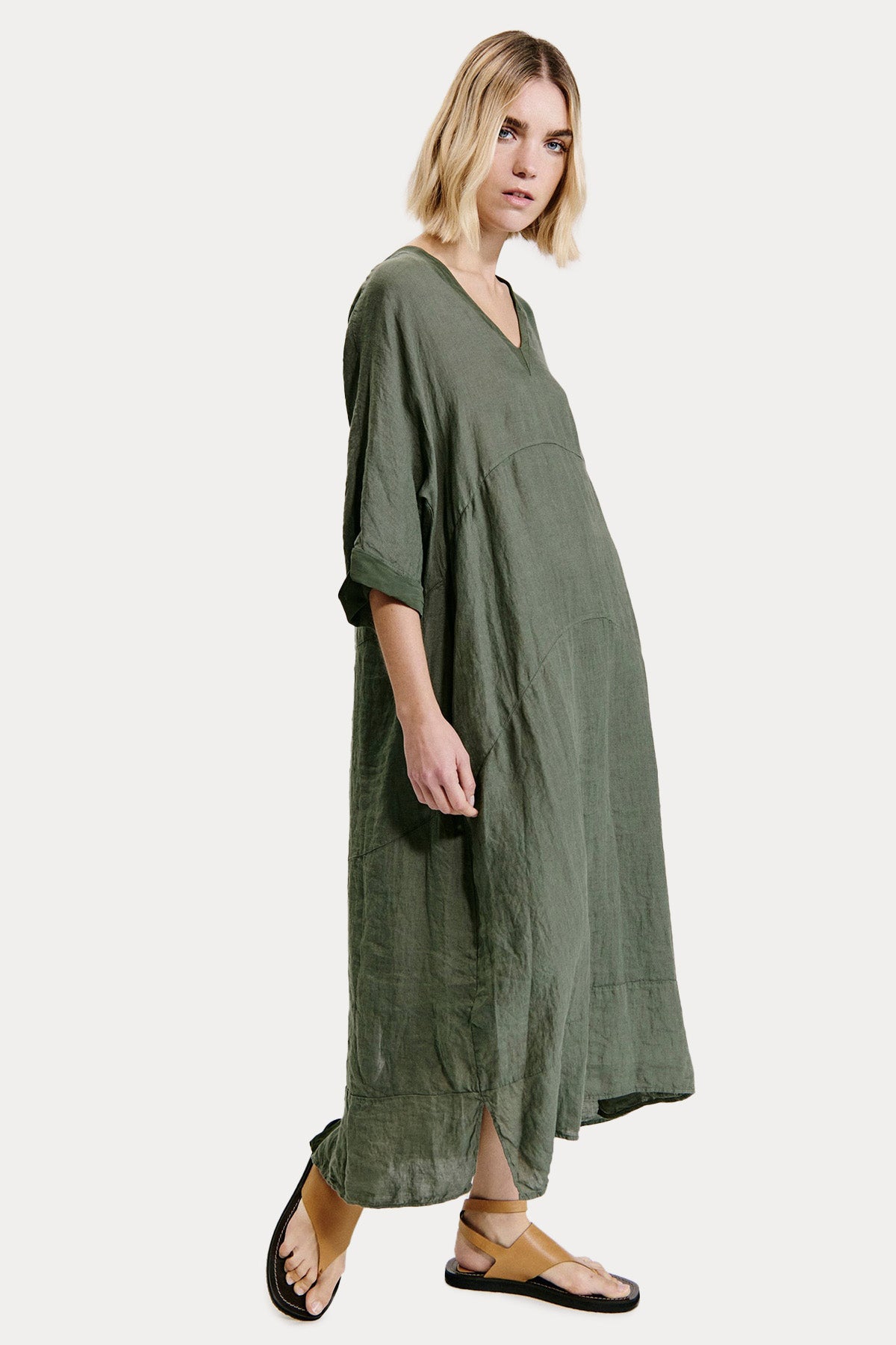 Transit Relaxed Fit Midi Keten Elbise