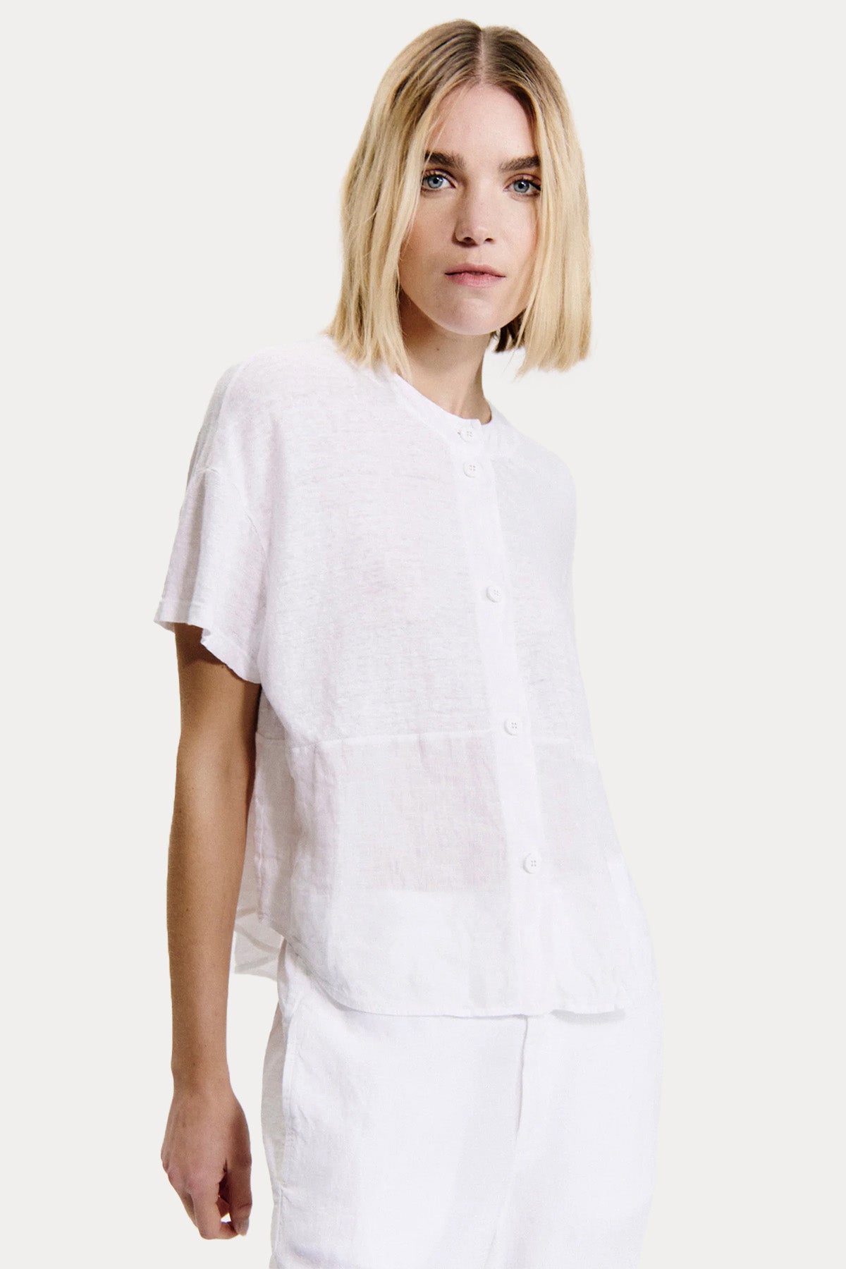 Transit Relaxed Fit İnce Örgü Keten Gömlek