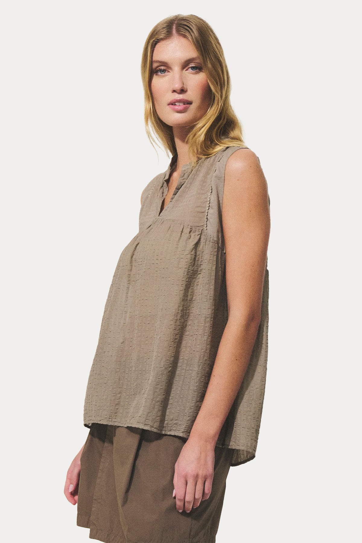 Transit Relaxed Fit Hakim V Yaka Örgü Detaylı Bluz