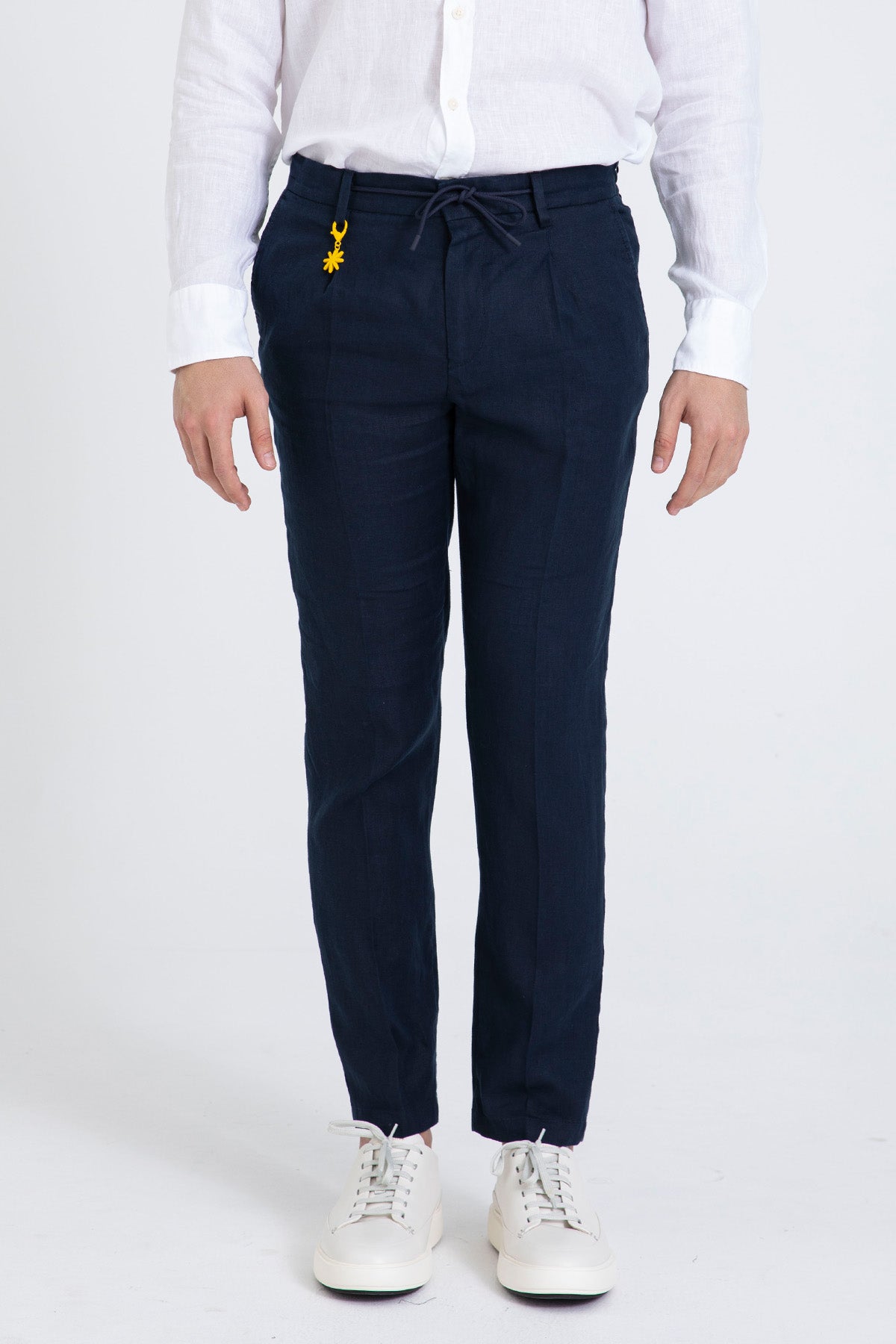 Manuel Ritz Slim Fit Beli Lastikli Tek Pile Yandan Cepli Keten Pantolon