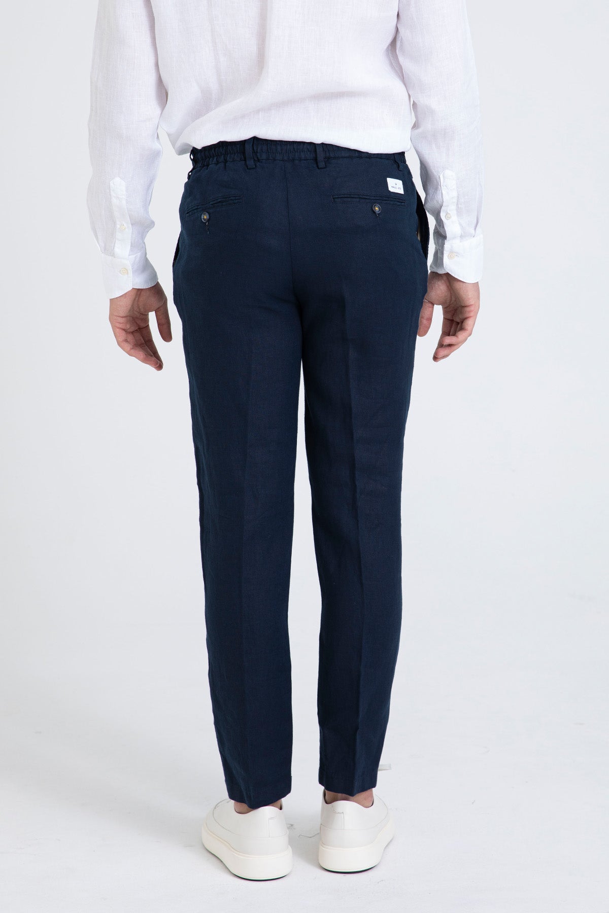 Manuel Ritz Slim Fit Beli Lastikli Tek Pile Yandan Cepli Keten Pantolon