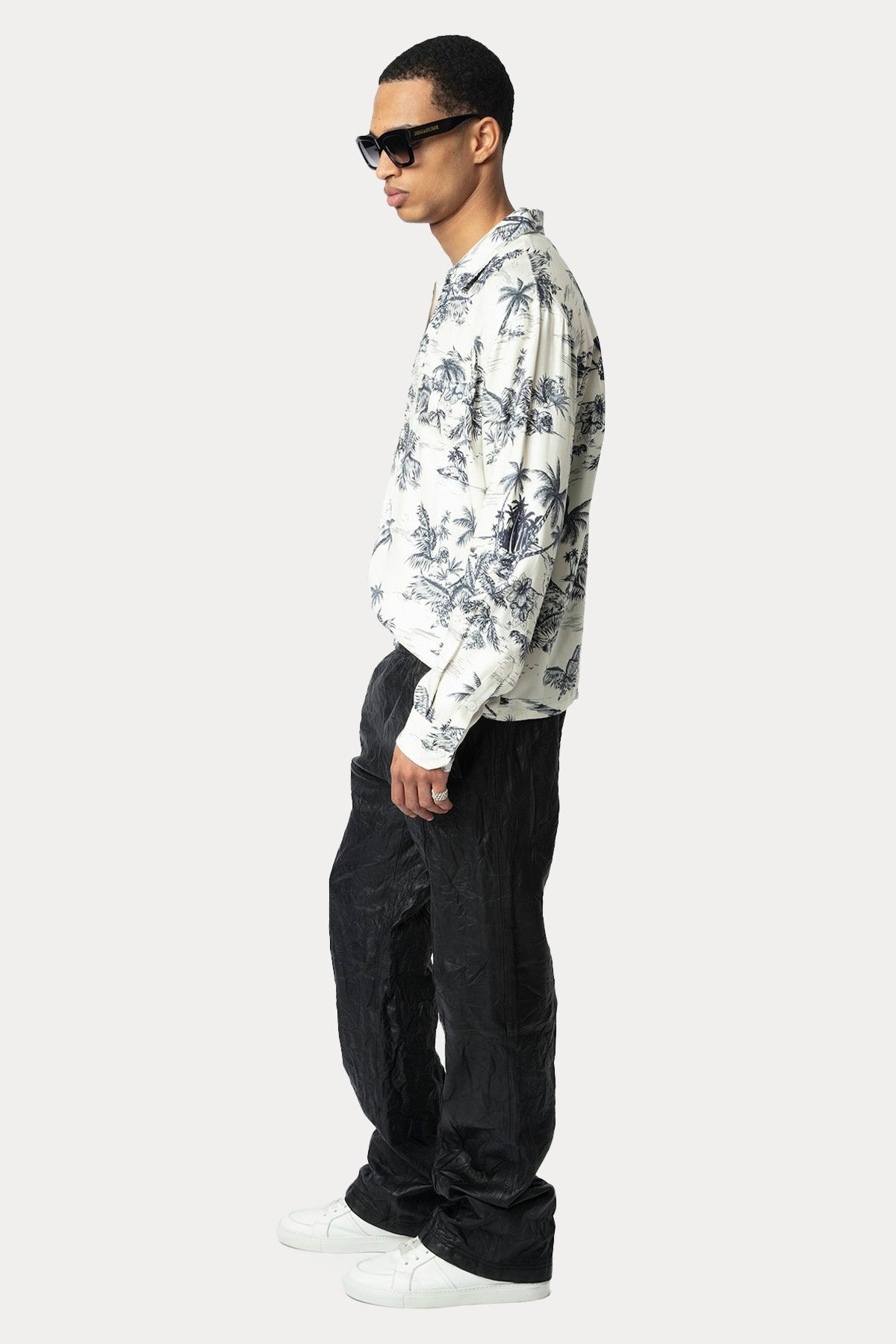 Zadig & Voltaire Fermuarlı Palmiye Temalı İnce Kumaş Gömlek