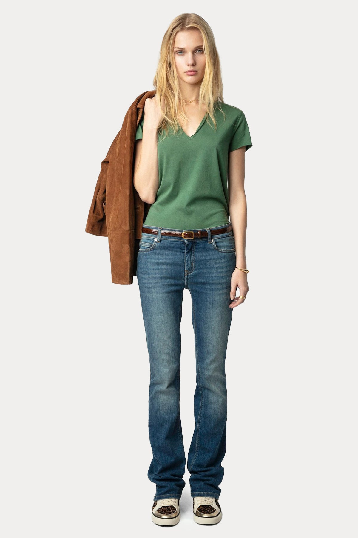 Zadig & Voltaire Sırtta Dantel Nakış Logolu V Yaka T-shirt