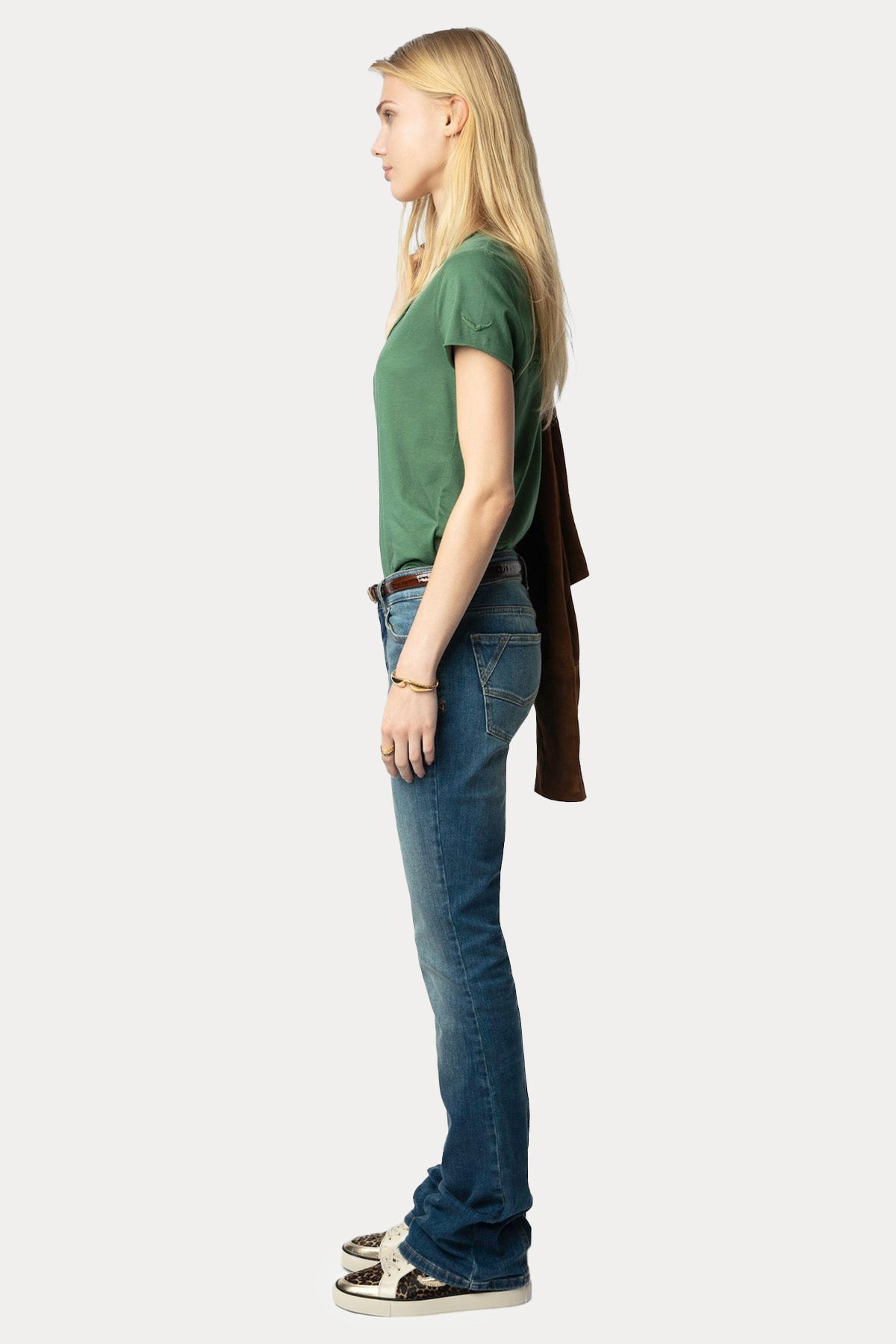 Zadig & Voltaire Sırtta Dantel Nakış Logolu V Yaka T-shirt