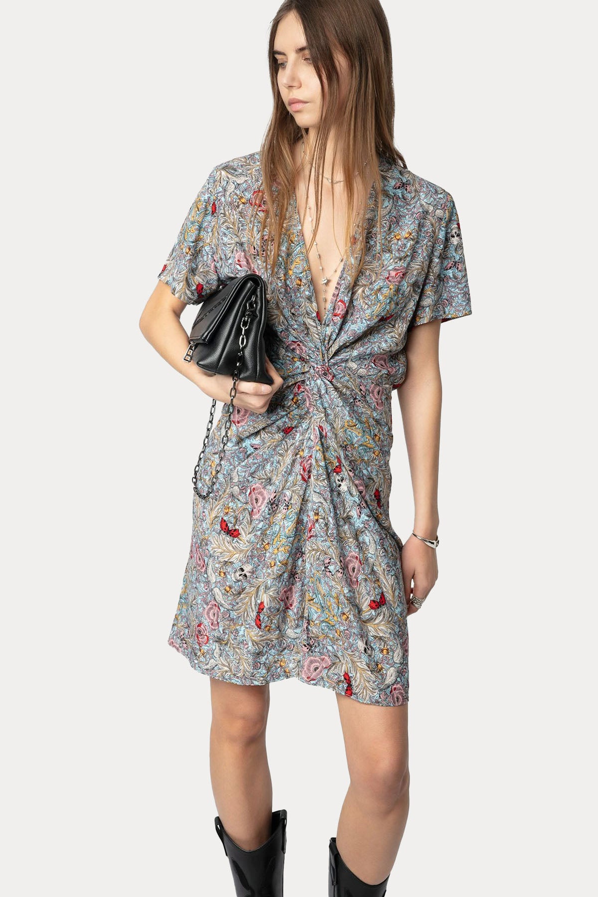 Zadig & Voltaire V Yaka Desenli Mini Elbise