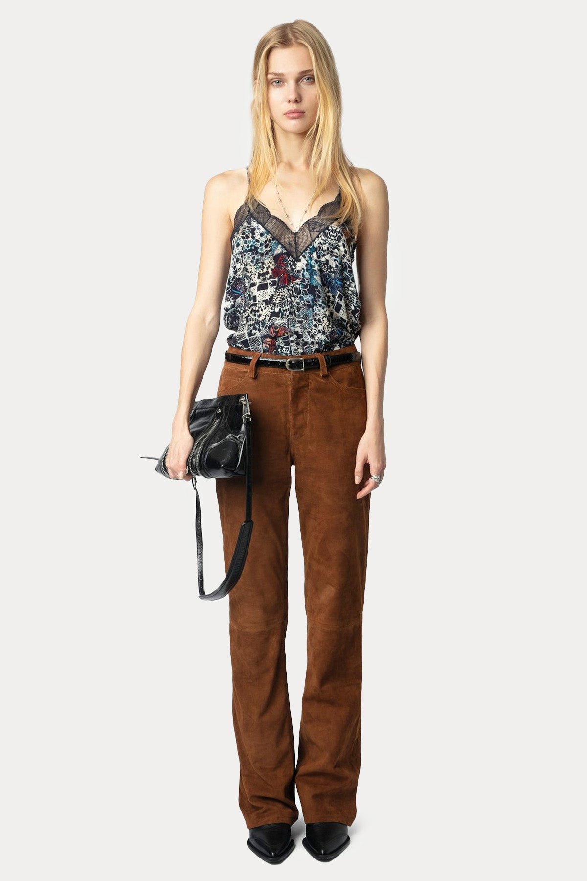 Zadig & Voltaire Renkli Desenli Dantel Nakış Askılı Bluz