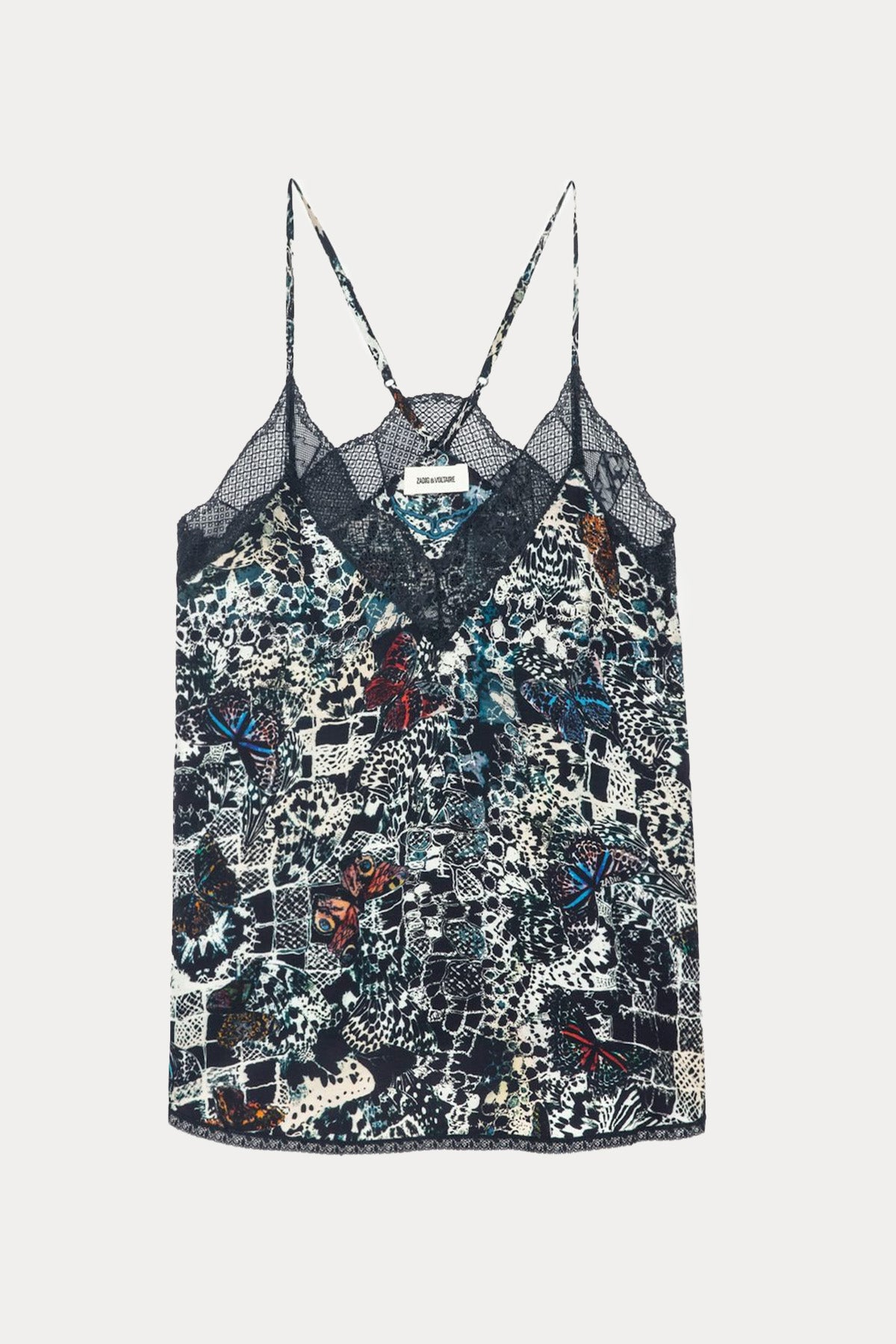 Zadig & Voltaire Renkli Desenli Dantel Nakış Askılı Bluz