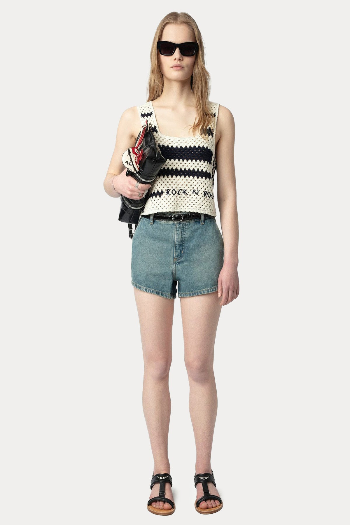 Zadig & Voltaire Logolu Örgü Crop Bluz