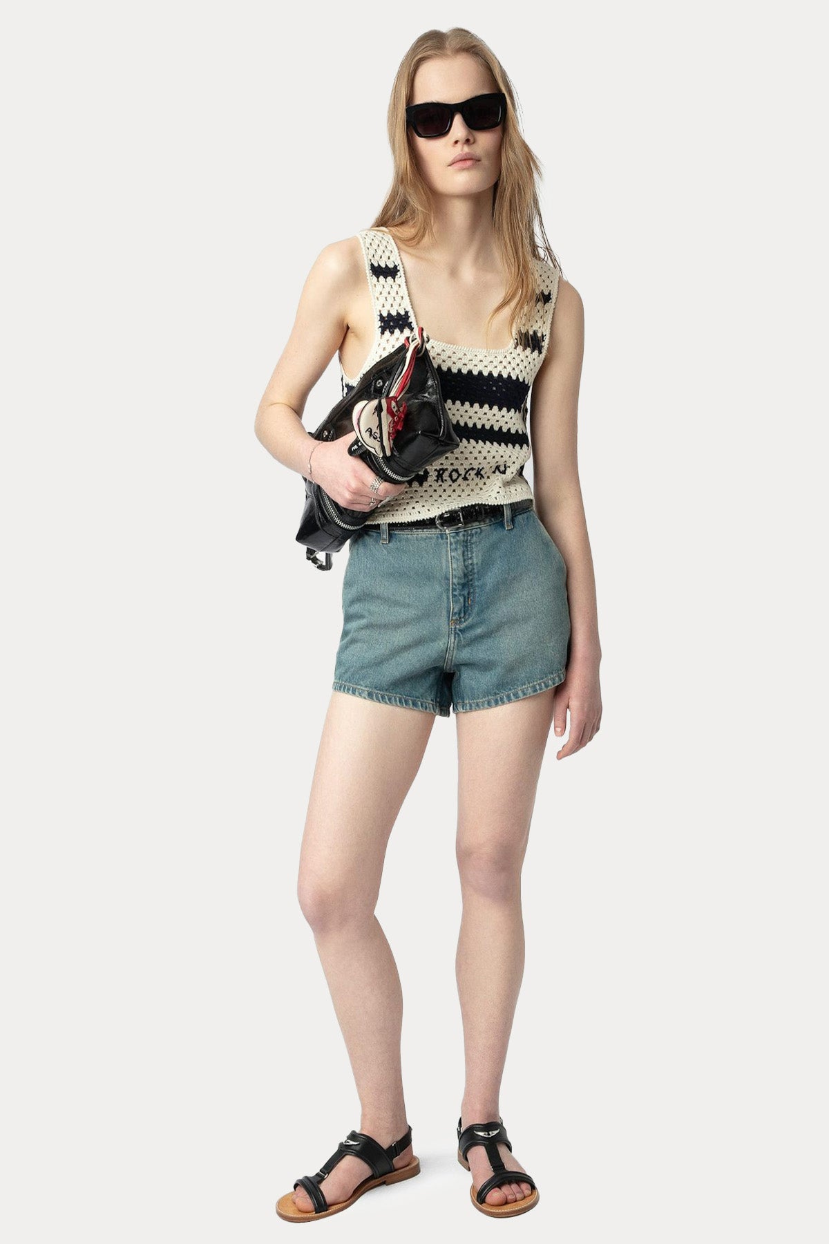 Zadig & Voltaire Logolu Örgü Crop Bluz KWTO01119 102