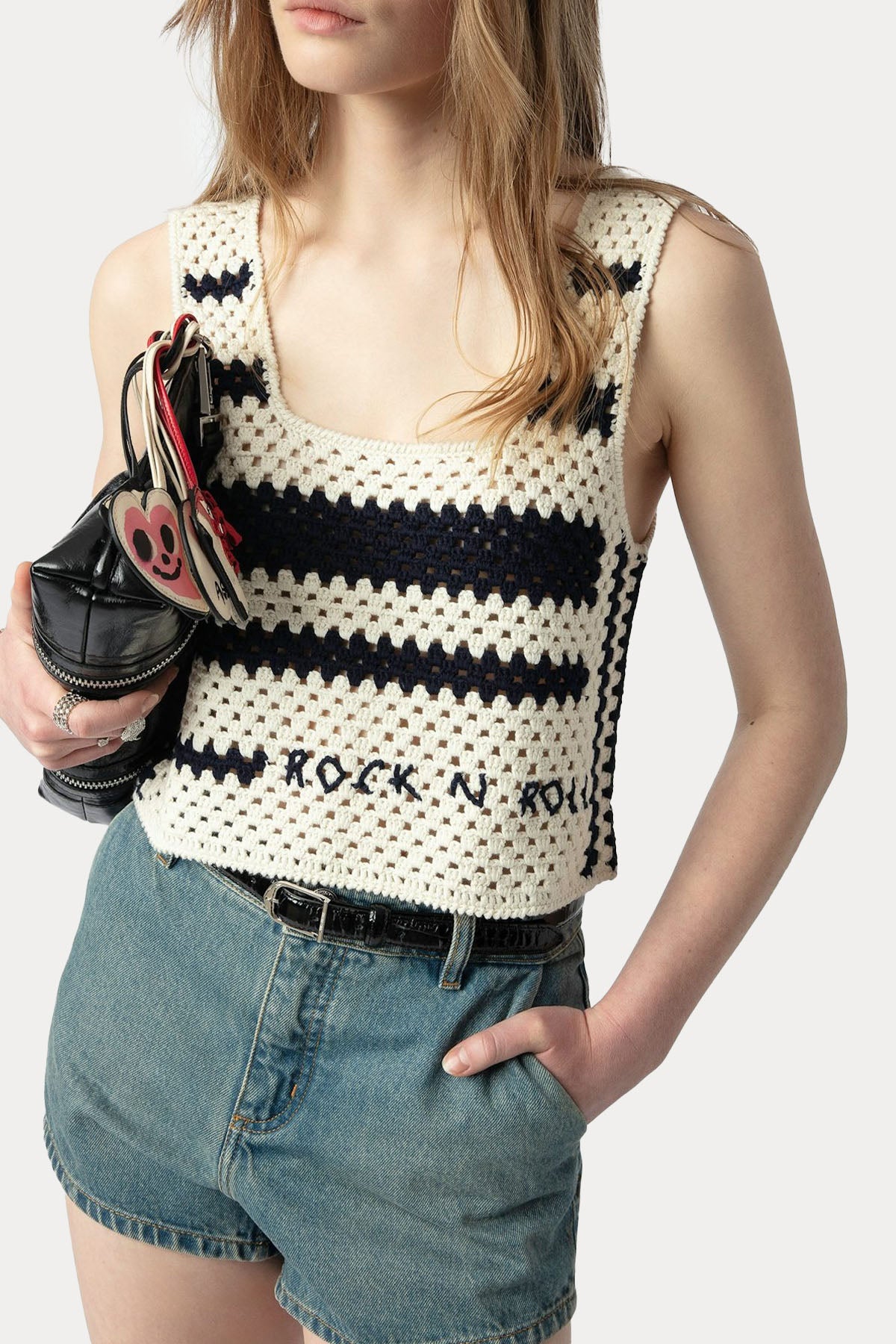 Zadig & Voltaire Logolu Örgü Crop Bluz KWTO01119 102