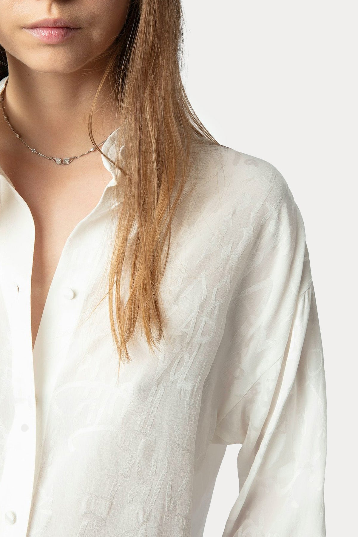 Zadig & Voltaire Hakim Yaka Logo Desenli İpek Gömlek