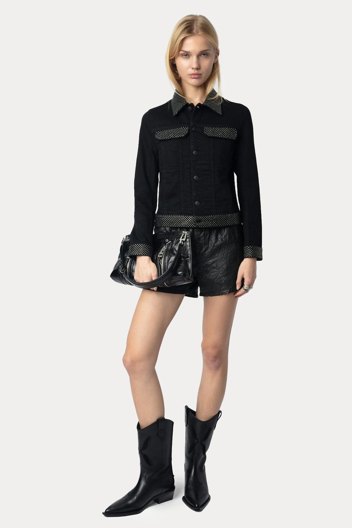 Zadig & Voltaire Parlak Taş Aksesuarlı Denim Ceket