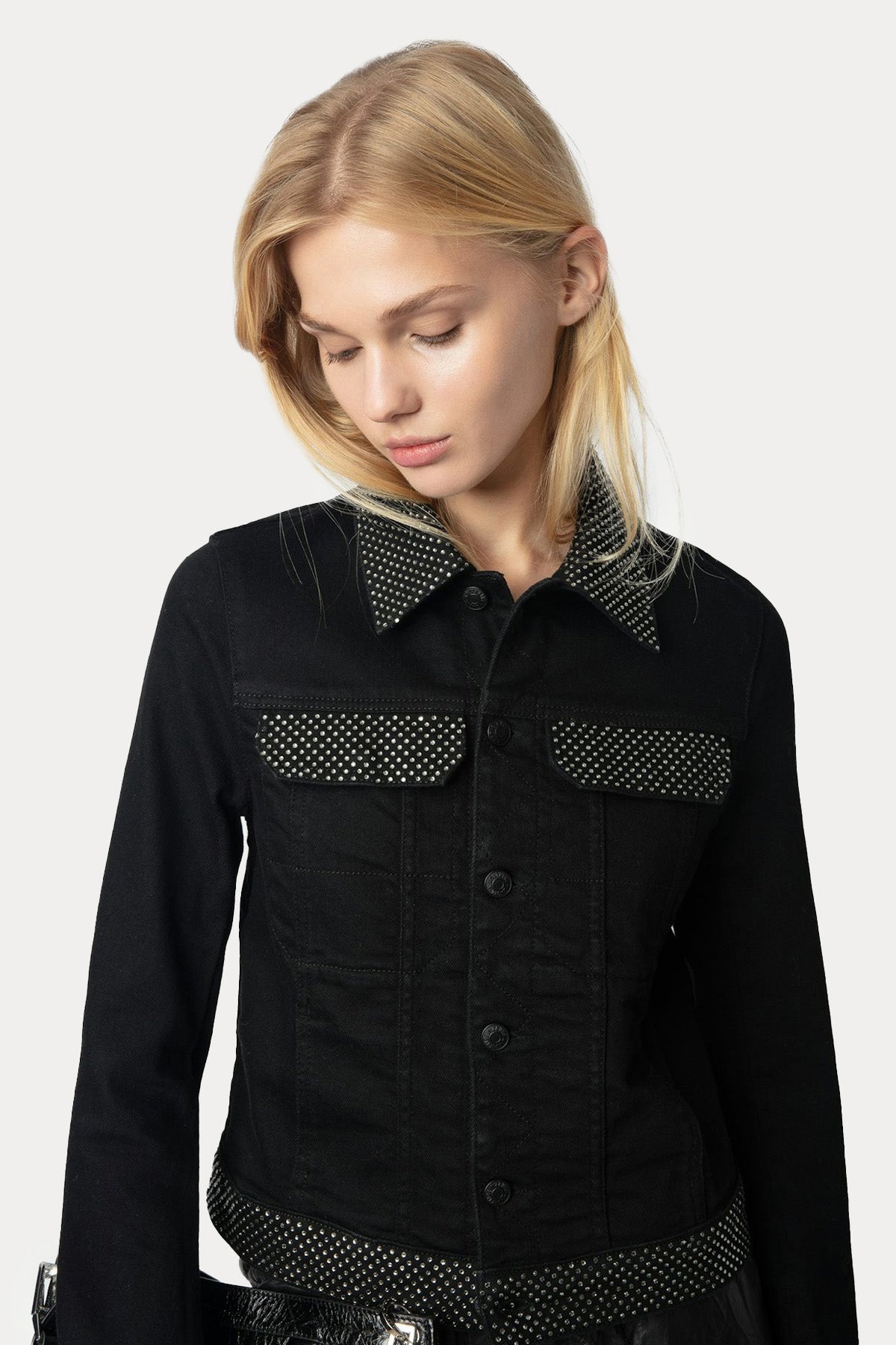 Zadig & Voltaire Parlak Taş Aksesuarlı Denim Ceket