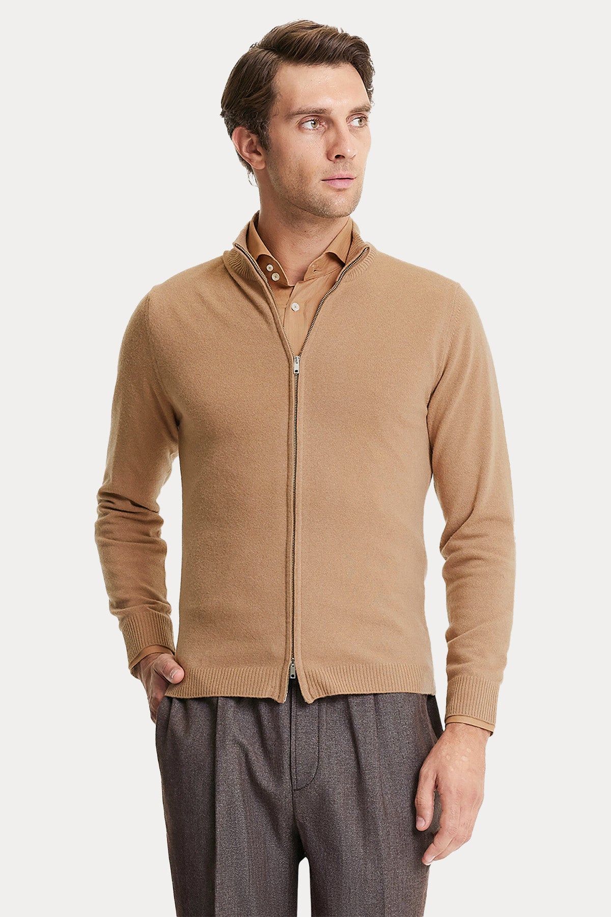 Manifattura Dik Yaka Kaşmir Örgü Yün Triko Ceket