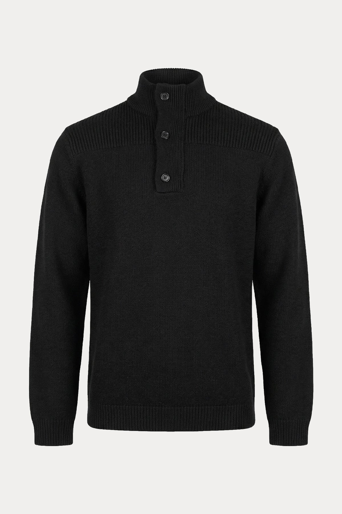 Manifattura Fermuarlı Düğmeli Perkins Yaka Örgü Yün Triko