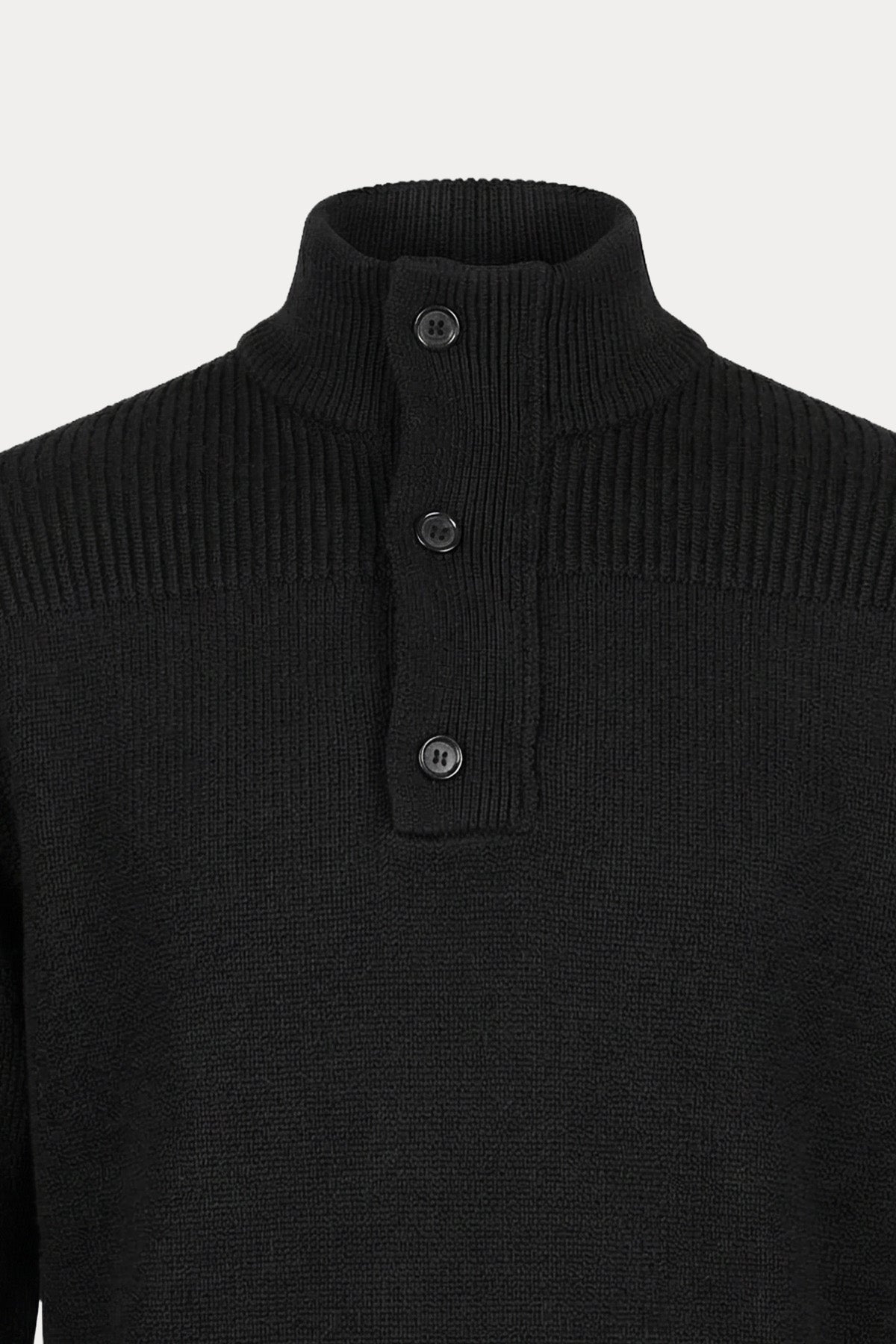 Manifattura Fermuarlı Düğmeli Perkins Yaka Örgü Yün Triko
