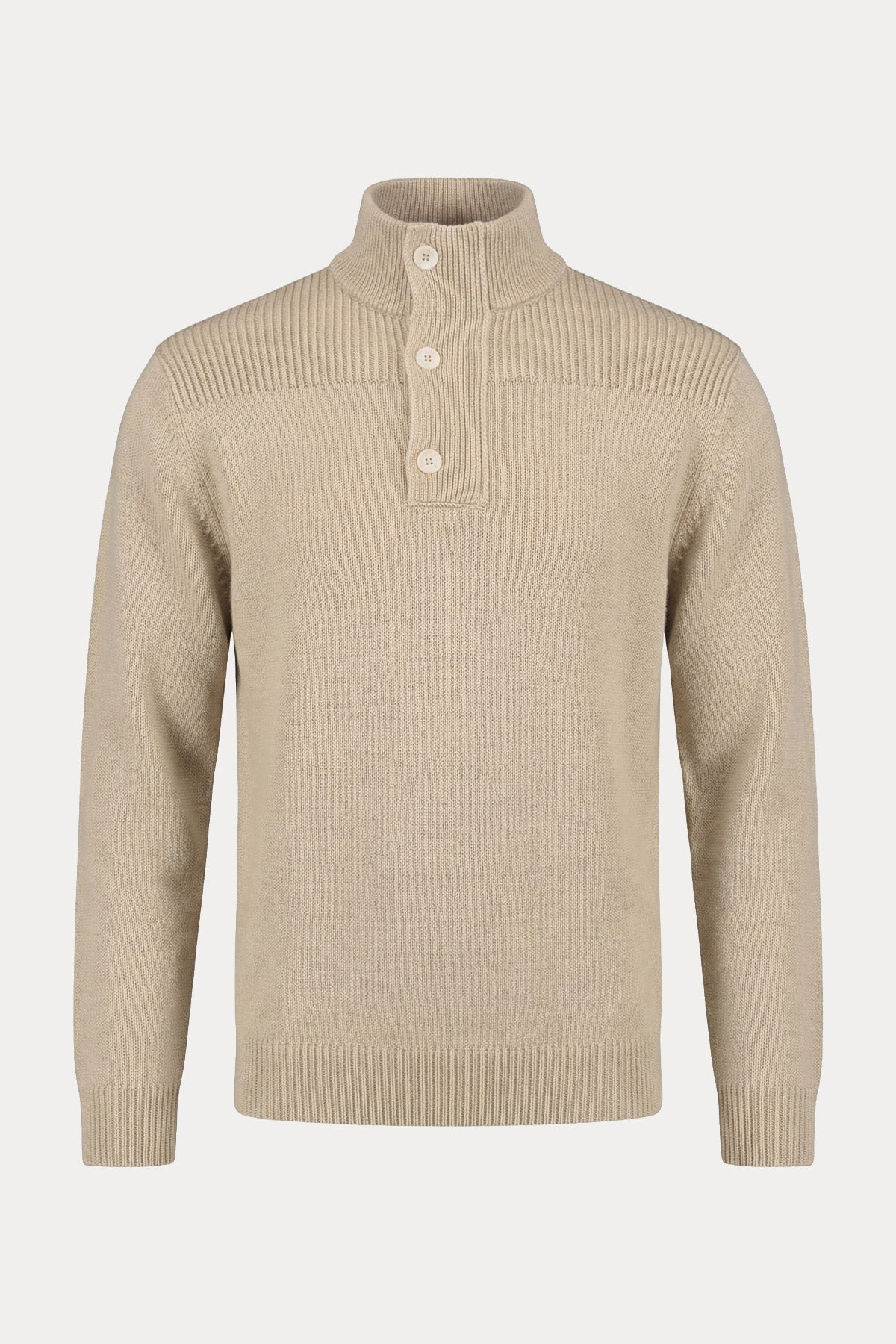 Manifattura Fermuarlı Düğmeli Perkins Yaka Örgü Yün Triko