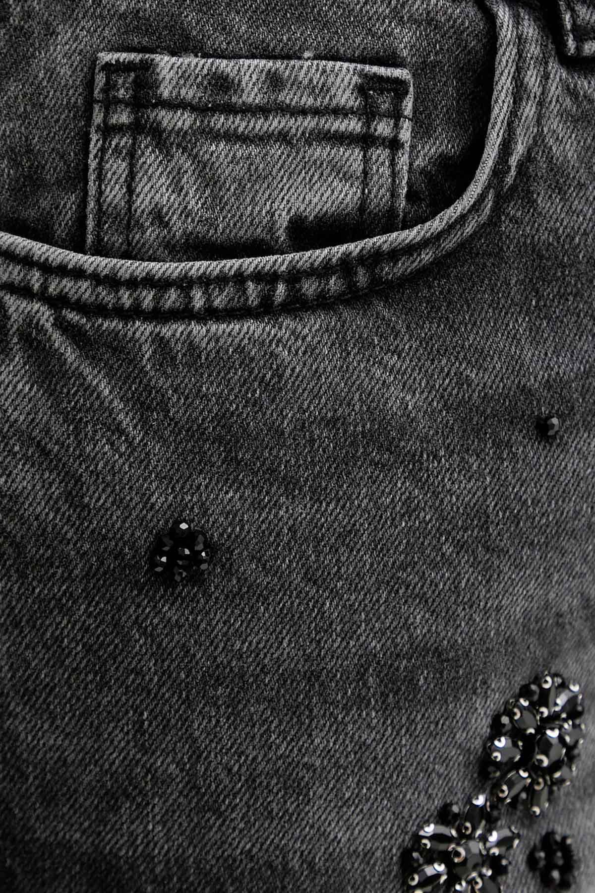 Liu Jo Mom Fit Yüksek Bel Parlak Taş Aksesuarlı Jeans