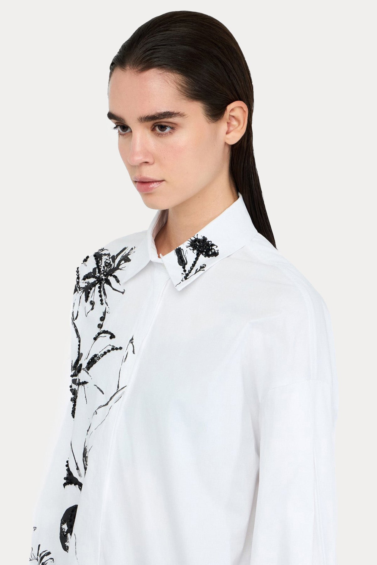 Liu Jo Relaxed Fit Parlak Taş Aksesuarlı Poplin Gömlek