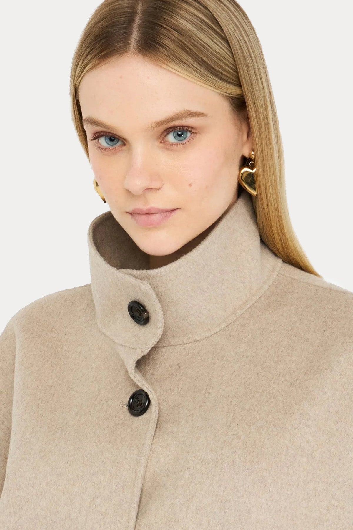 Liu Jo Dik Yaka Kemerli Yün Manto