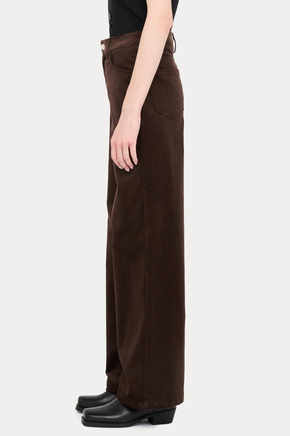 Liu Jo Relaxed Fit Yüksek Bel Fitilli Kadife Pantolon-Pantolon-Libas