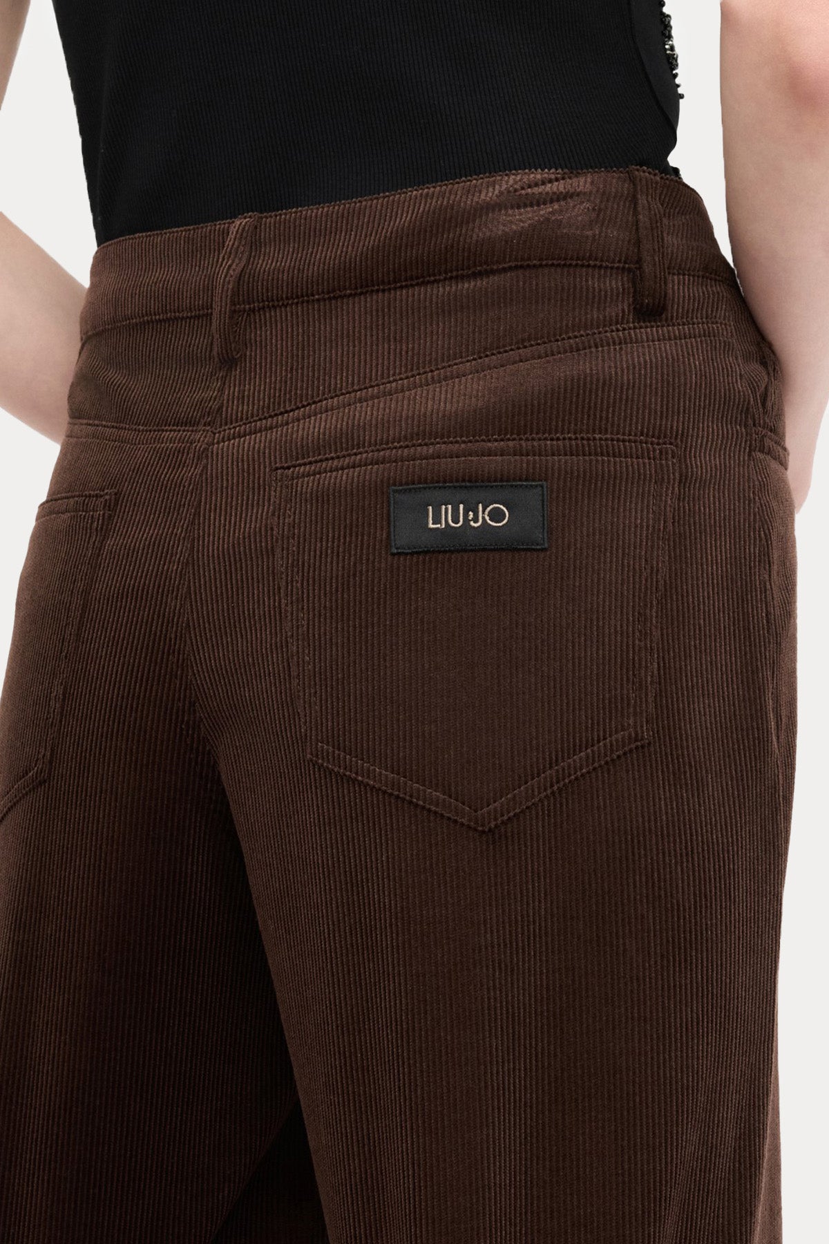 Liu Jo Relaxed Fit Yüksek Bel Fitilli Kadife Pantolon-Pantolon-Libas