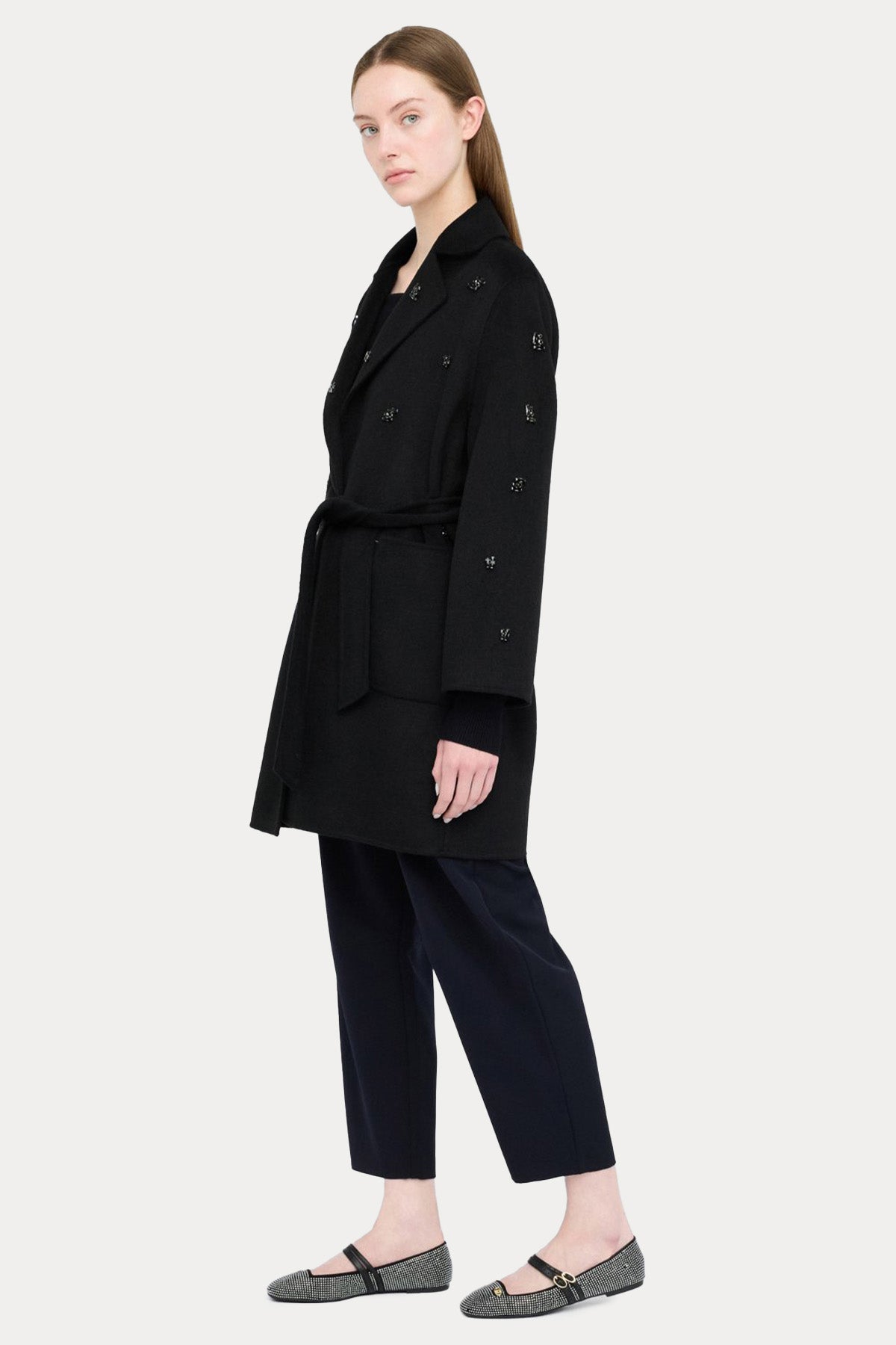 Liu Jo Metal Logolu Kemerli Yün Kaban