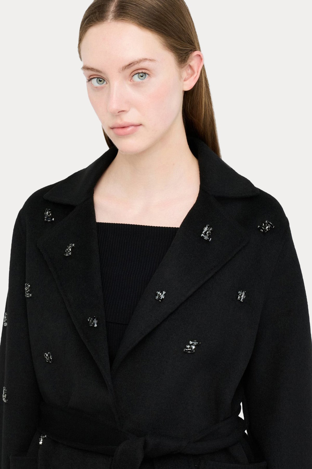 Liu Jo Metal Logolu Kemerli Yün Kaban