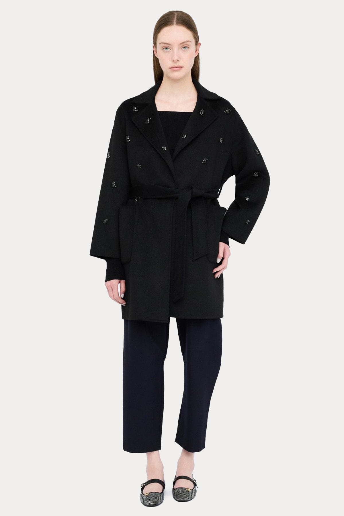 Liu Jo Metal Logolu Kemerli Yün Kaban