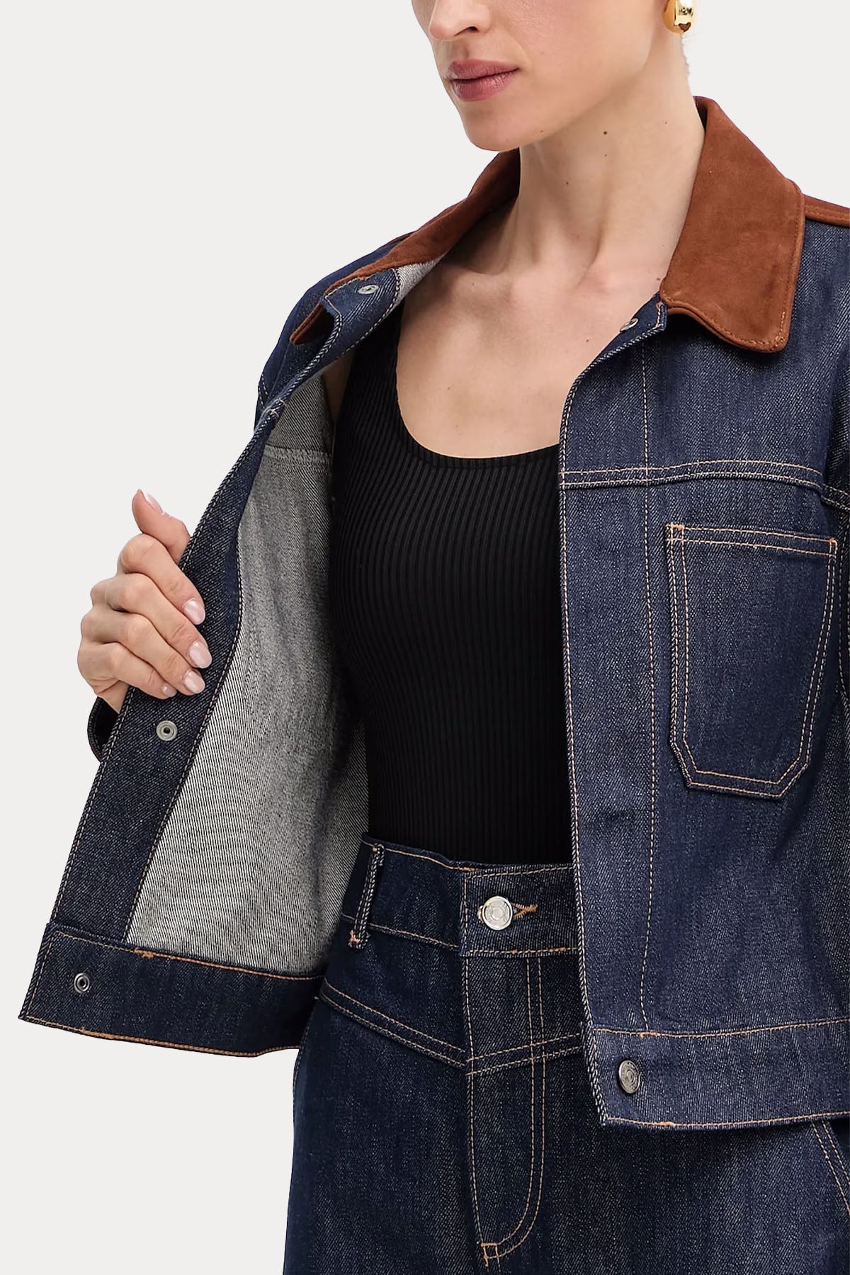 Liu Jo Süet Detaylı Denim Ceket-Ceket-Libas