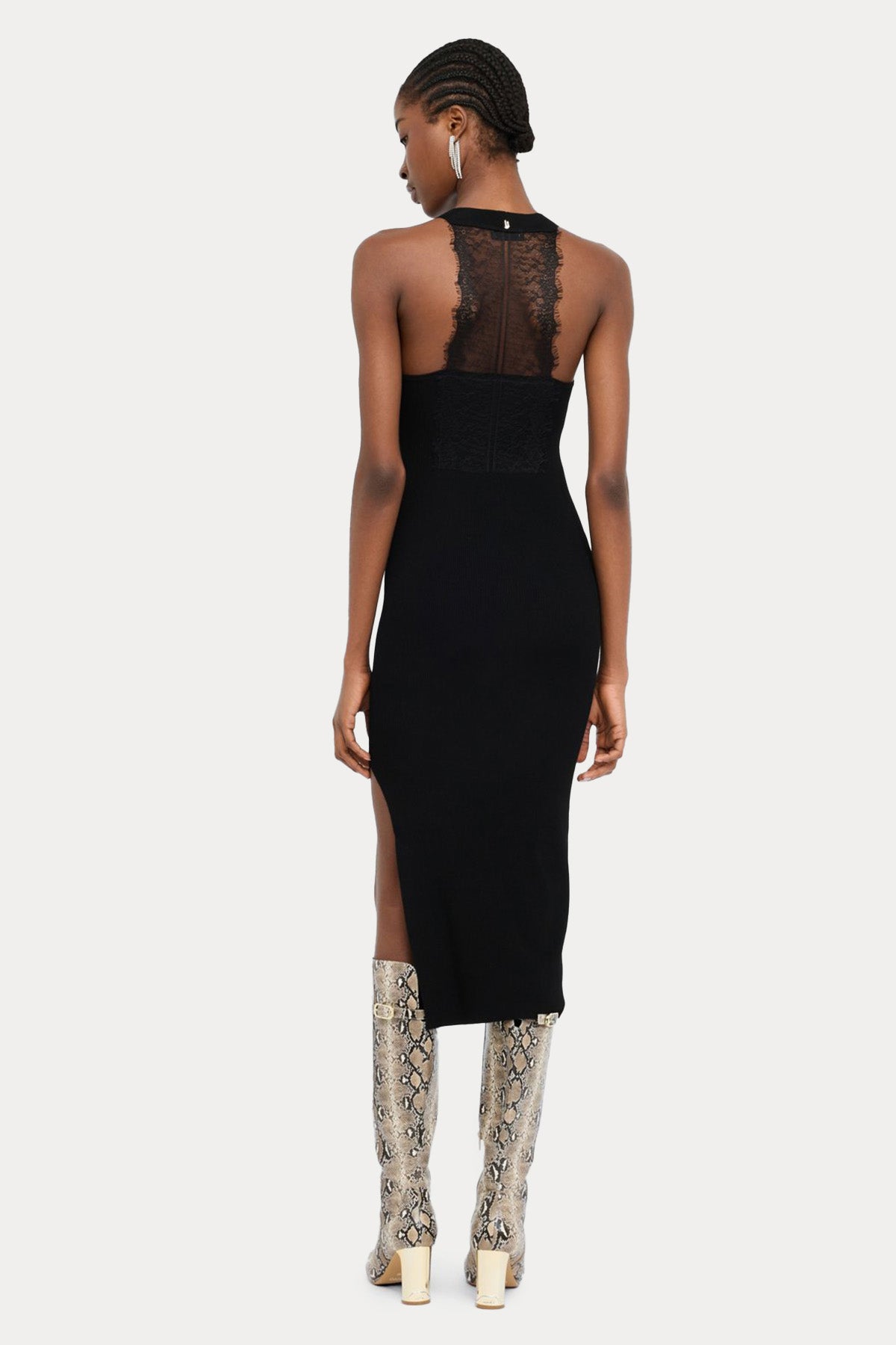 Liu Jo Slim Fit Dantel Detaylı Midi Elbise-Elbise-Libas