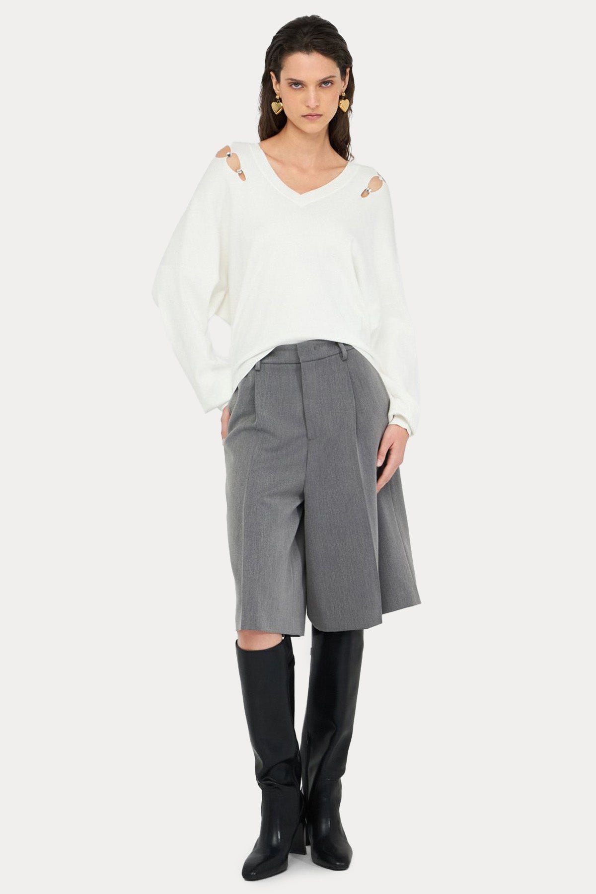 Liu Jo Relaxed Fit İnce Örgü V Yaka Triko