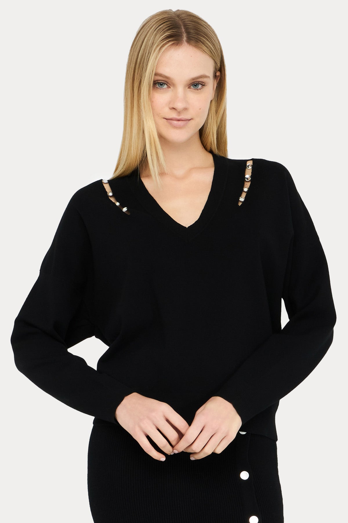 Liu Jo Relaxed Fit İnce Örgü V Yaka Triko